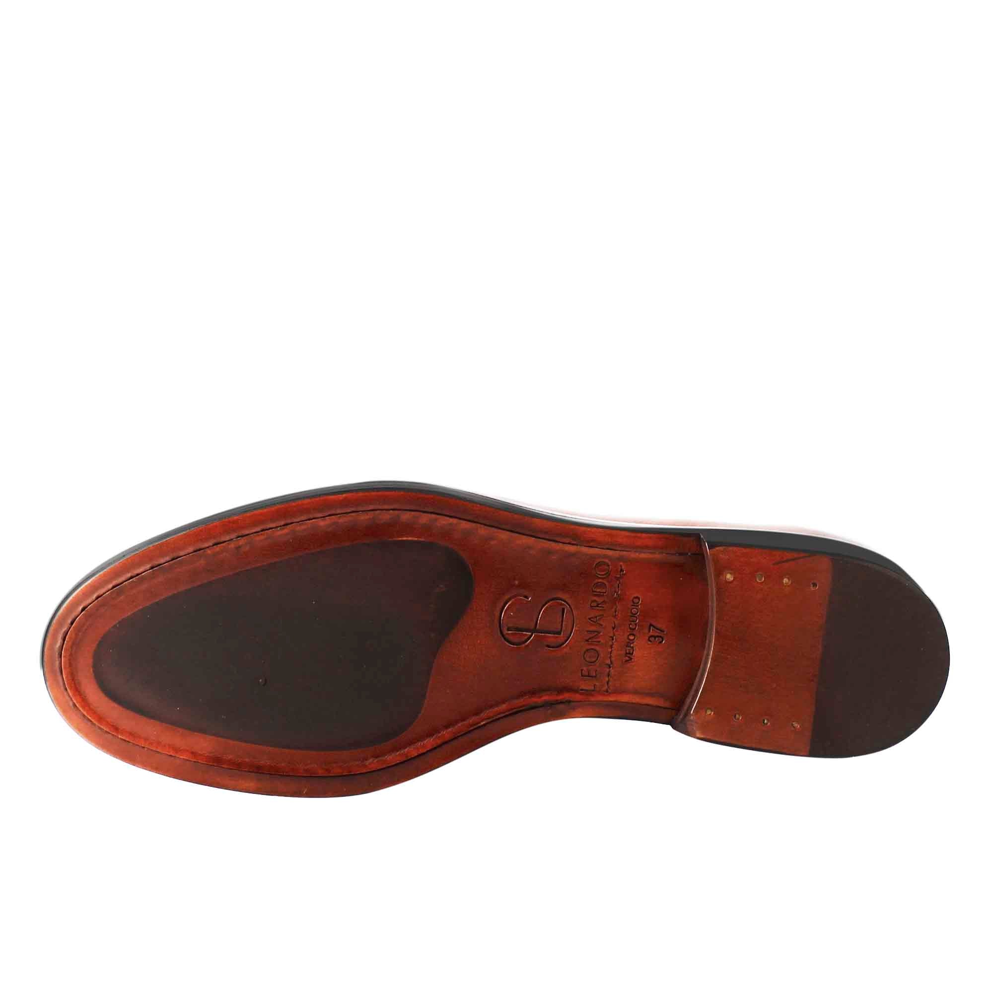 Leonardo Shoes Mocassini Donna Pelle Rosso con Fibbia