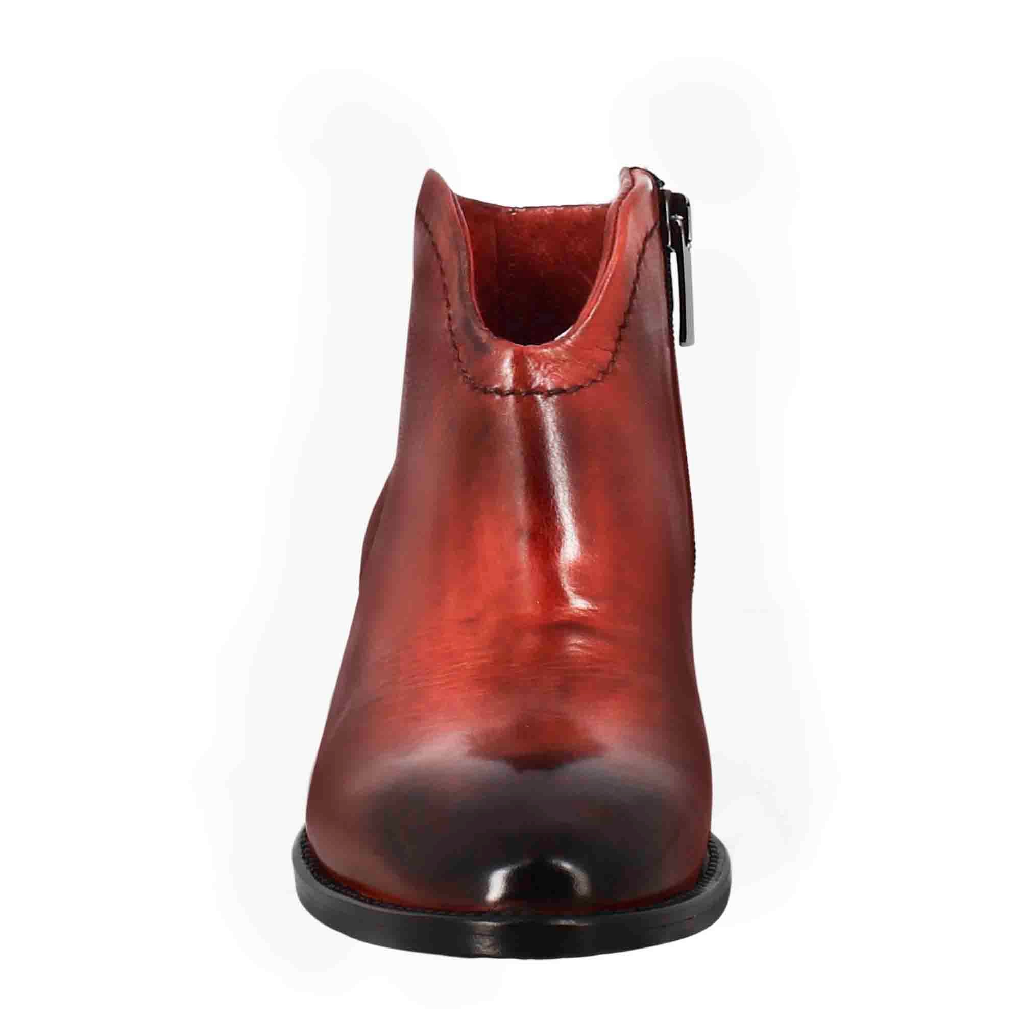 Leonardo Shoes Stivali Donna Stivaletto Pelle Rosso Tacco