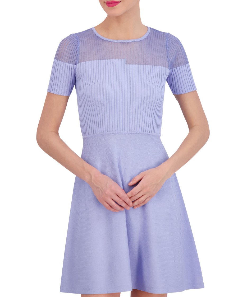 Vince Camuto abito donna svasato coste maniche corte