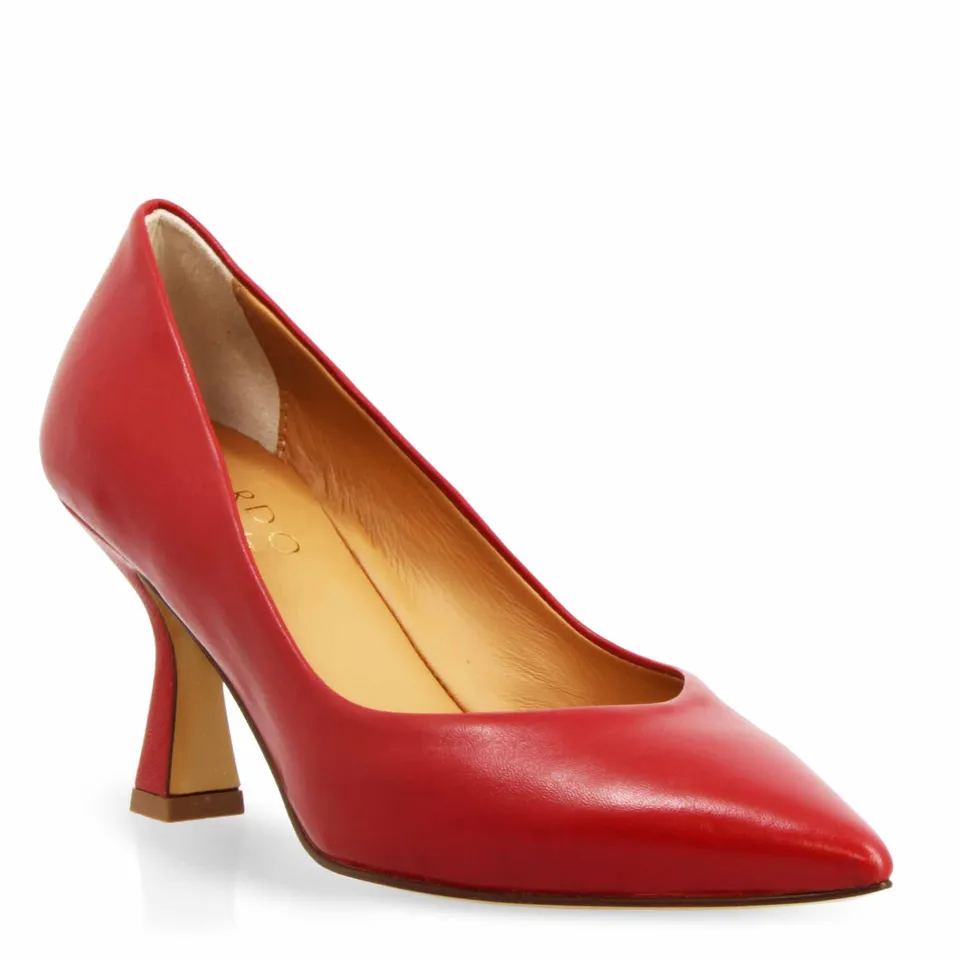 Leonardo Shoes BF-20 Décolleté Rosse Pelle Tacco 9 cm Punta