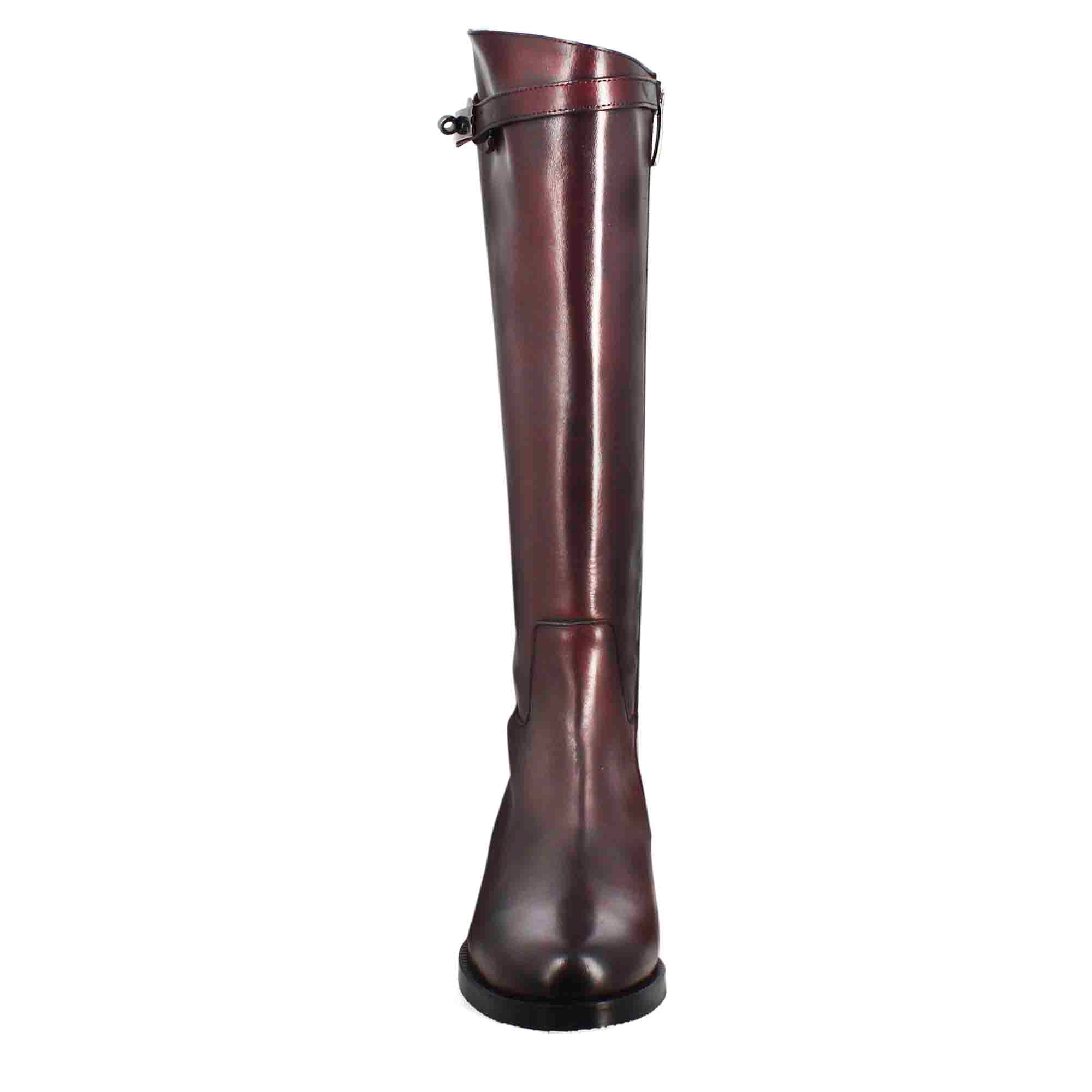 Leonardo Shoes Stivali Donna stivali ginocchio bordeaux pelle