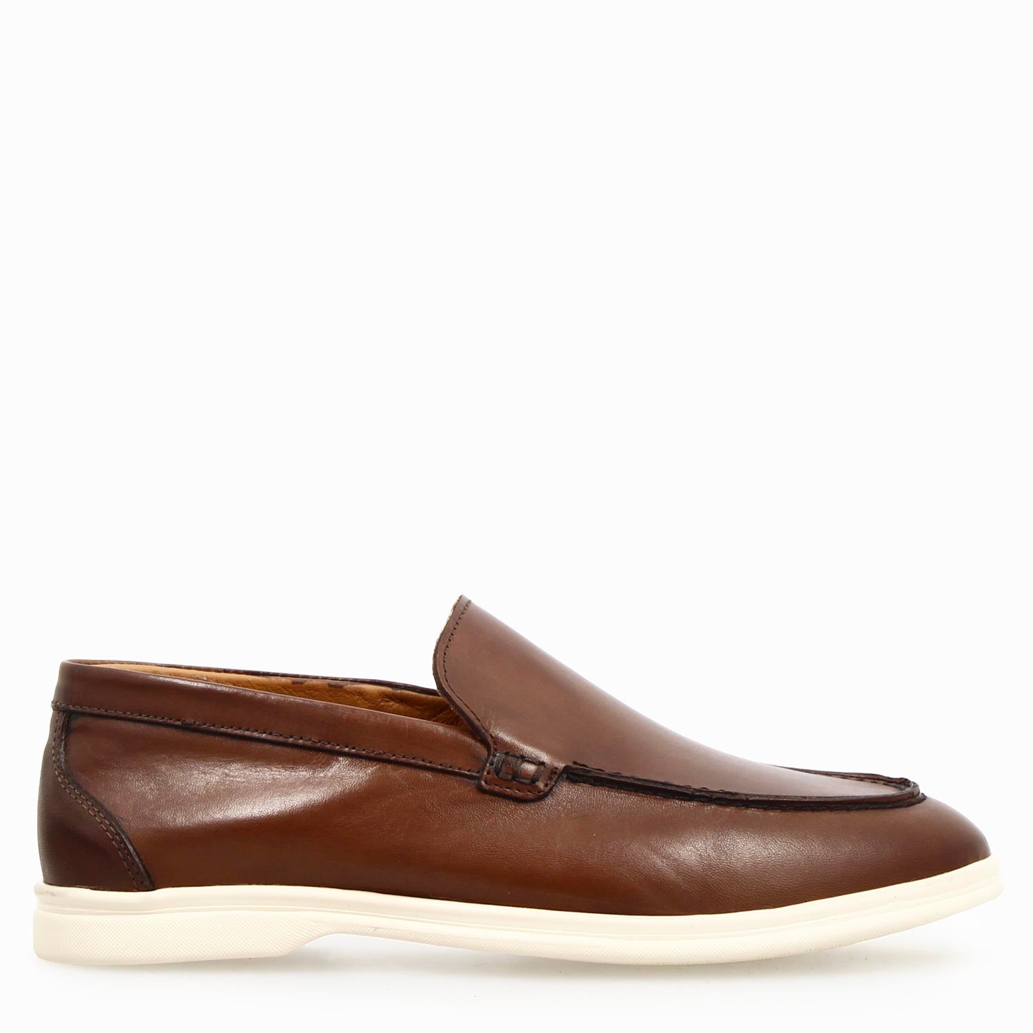 Leonardo Shoes Elite mocassini uomo pelle marrone cuoio