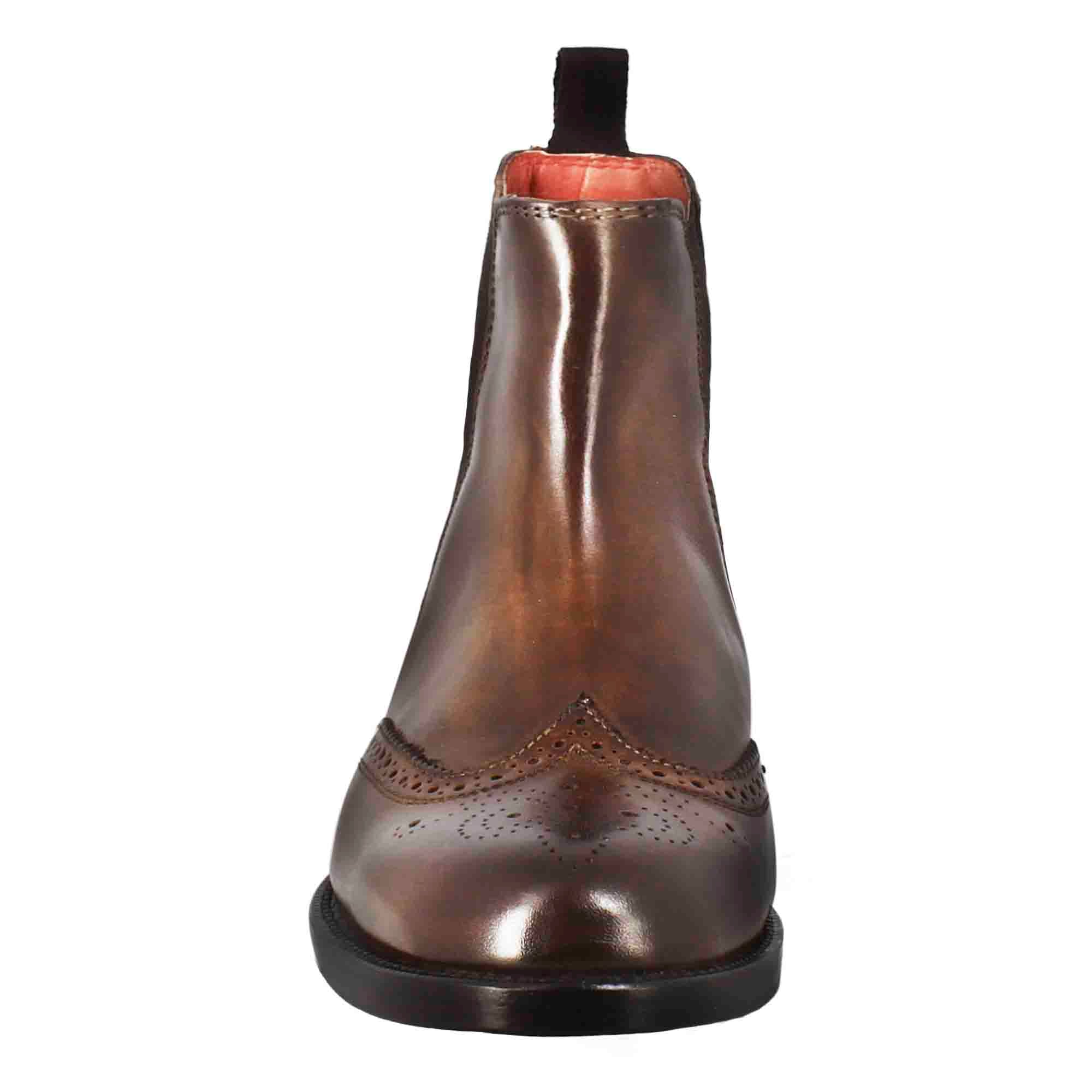 Leonardo Shoes Chelsea Stivaletti Donna Marrone Pelle Brogue