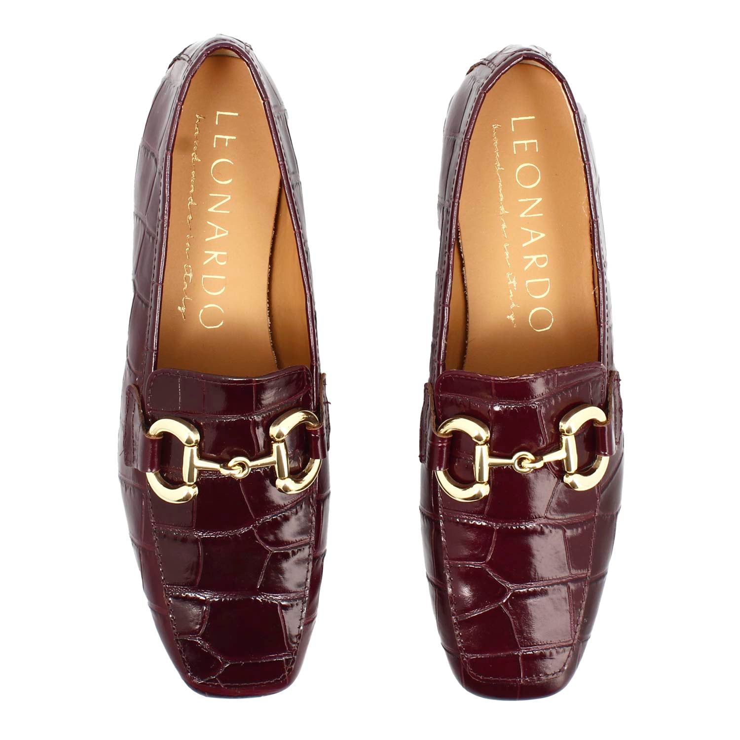 Leonardo Shoes Artemide Mocassino cocco bordeaux morsetto