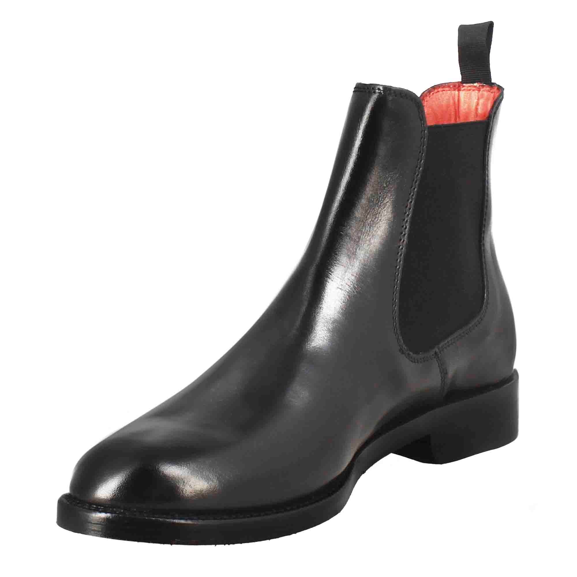 Leonardo Shoes Chelsea Donna Pelle Nera Liscia