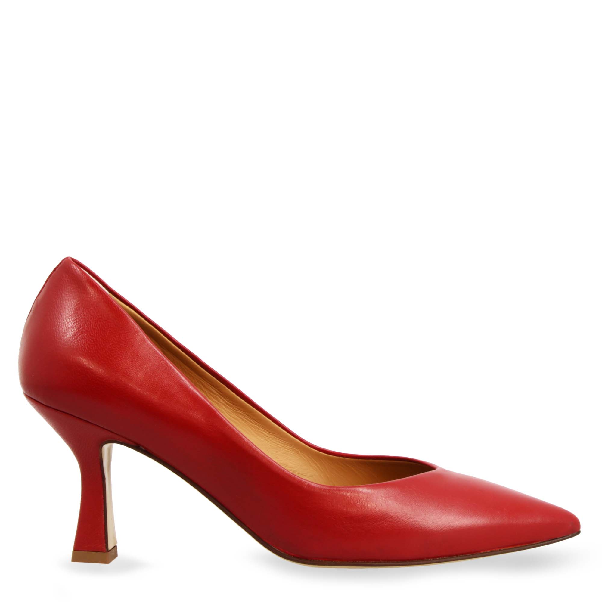 Leonardo Shoes BF-20 Décolleté Rosse Pelle Tacco 9 cm Punta