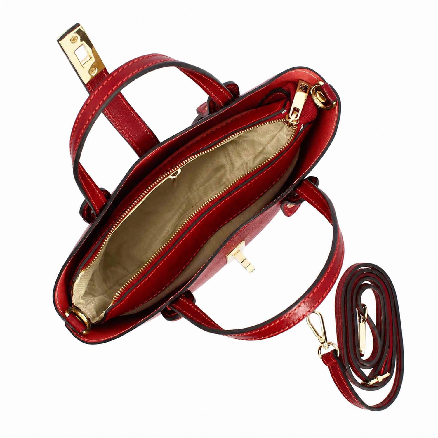 Leonardo Shoes Lisa Borsa Mano Pelle Rossa Secchiello Tracolla