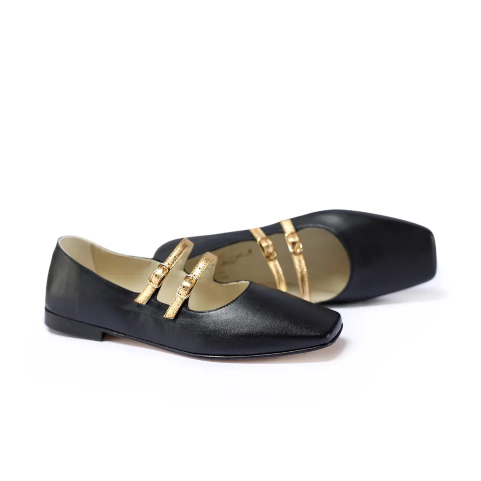 Ton Goût Jessy ballerine donna pelle nero oro 38