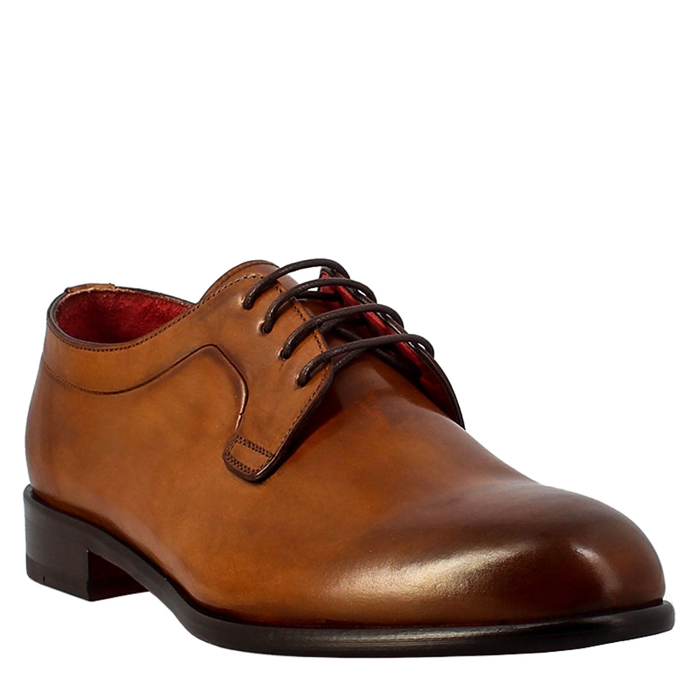 Leonardo Shoes Derby Marrone Francesine Uomo Pelle Liscia