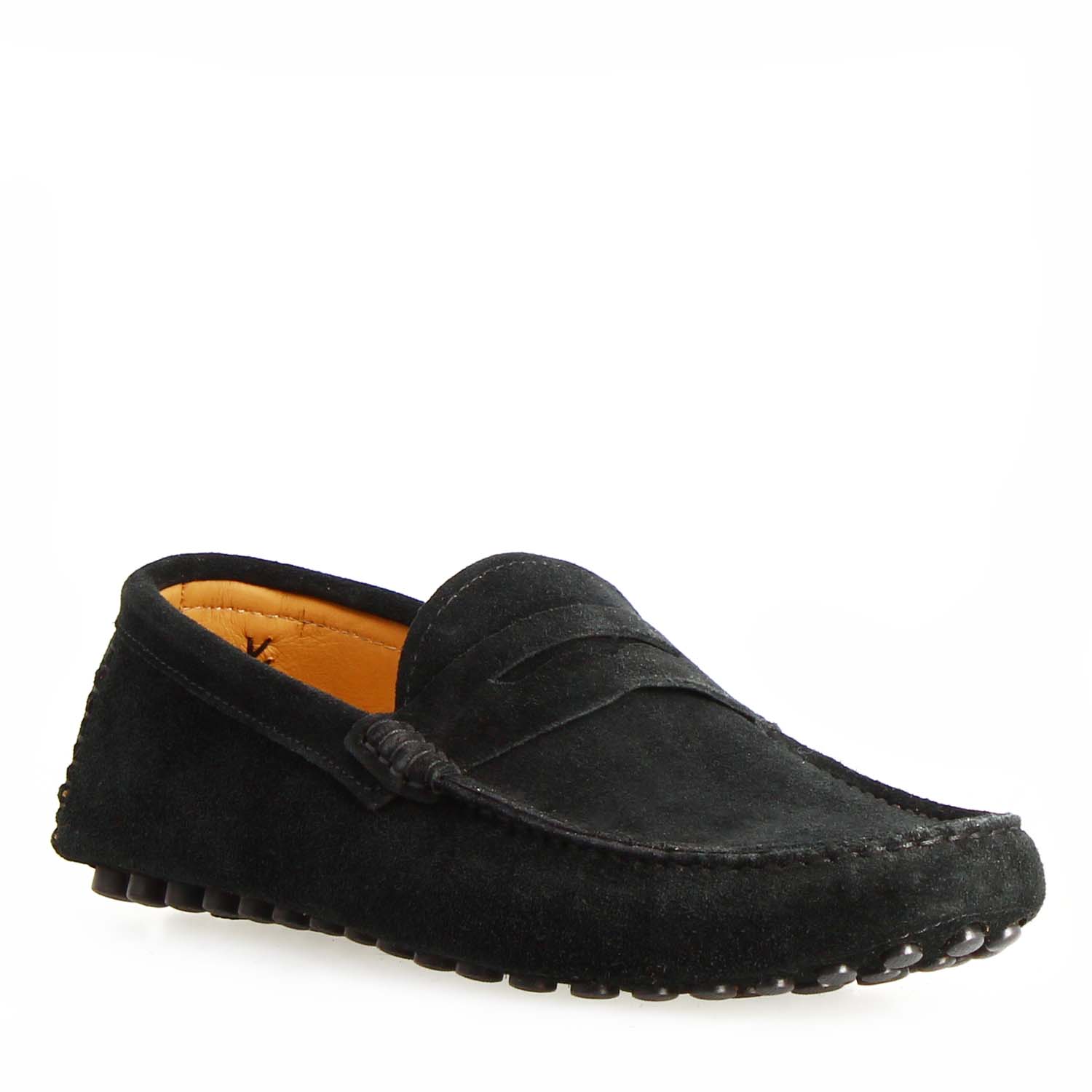 Leonardo Shoes Mocassini Uomo Garda Camoscio Nero Car Shoe