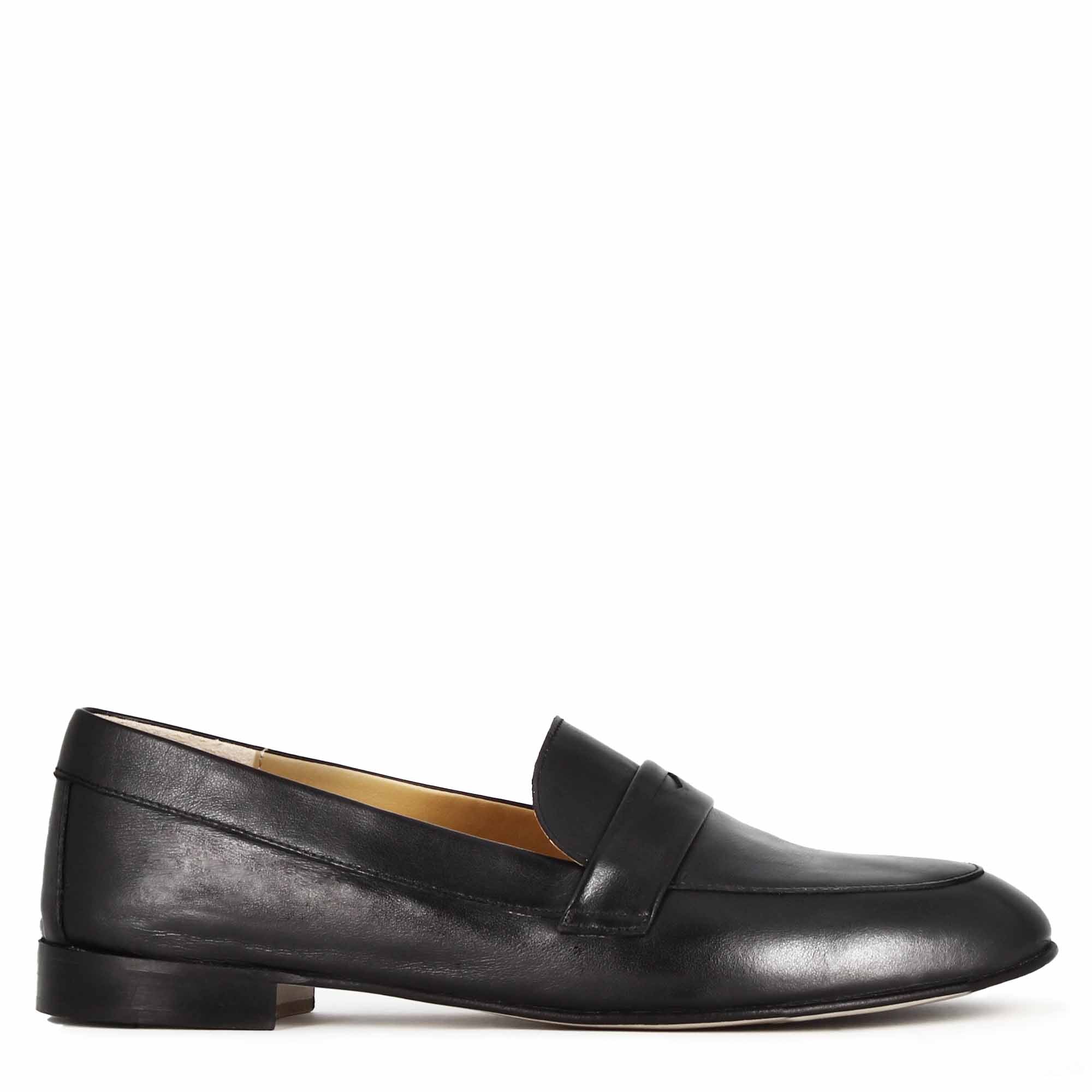 Leonardo Shoes Mocassini Donna nero classico pelle suola cuoio