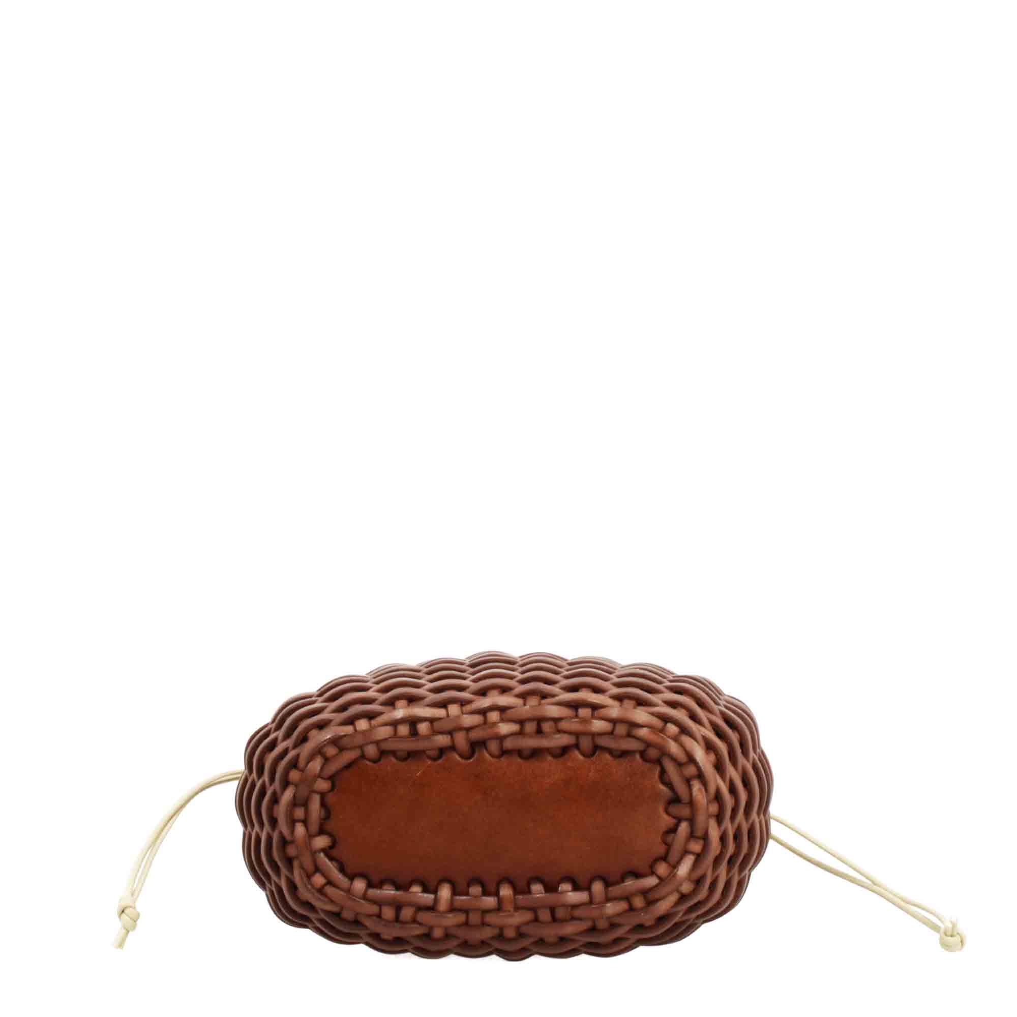 Leonardo Shoes Canestra XS Borsa Pelle Intrecciata Marrone