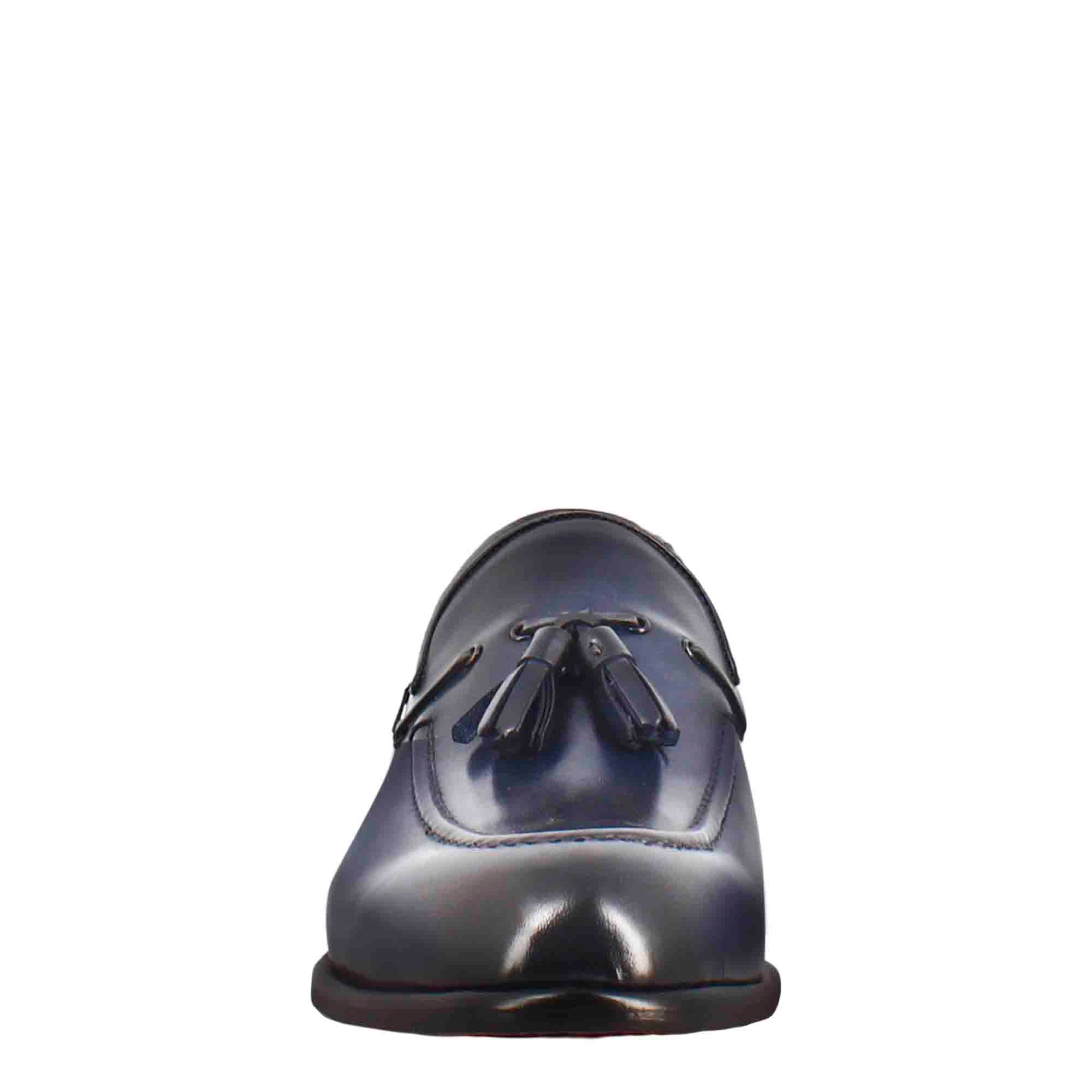 Leonardo Mocassini Uomo mocassino nappine pelle blu