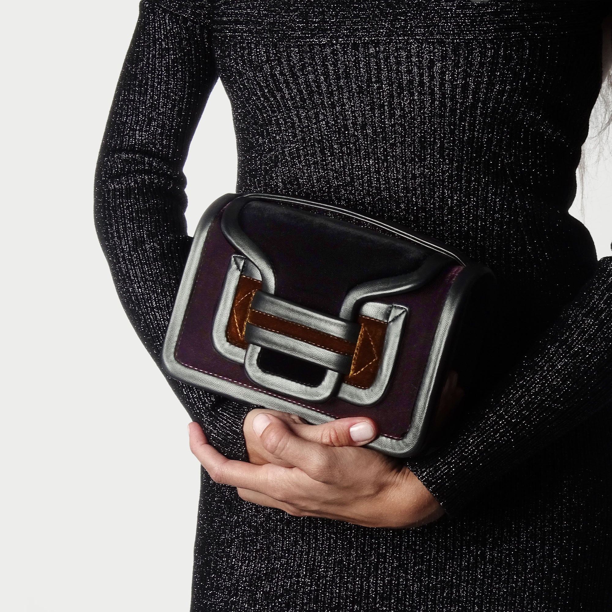 Pierre Hardy Alpha Alpha Handbag borsa a mano nera TU pelle