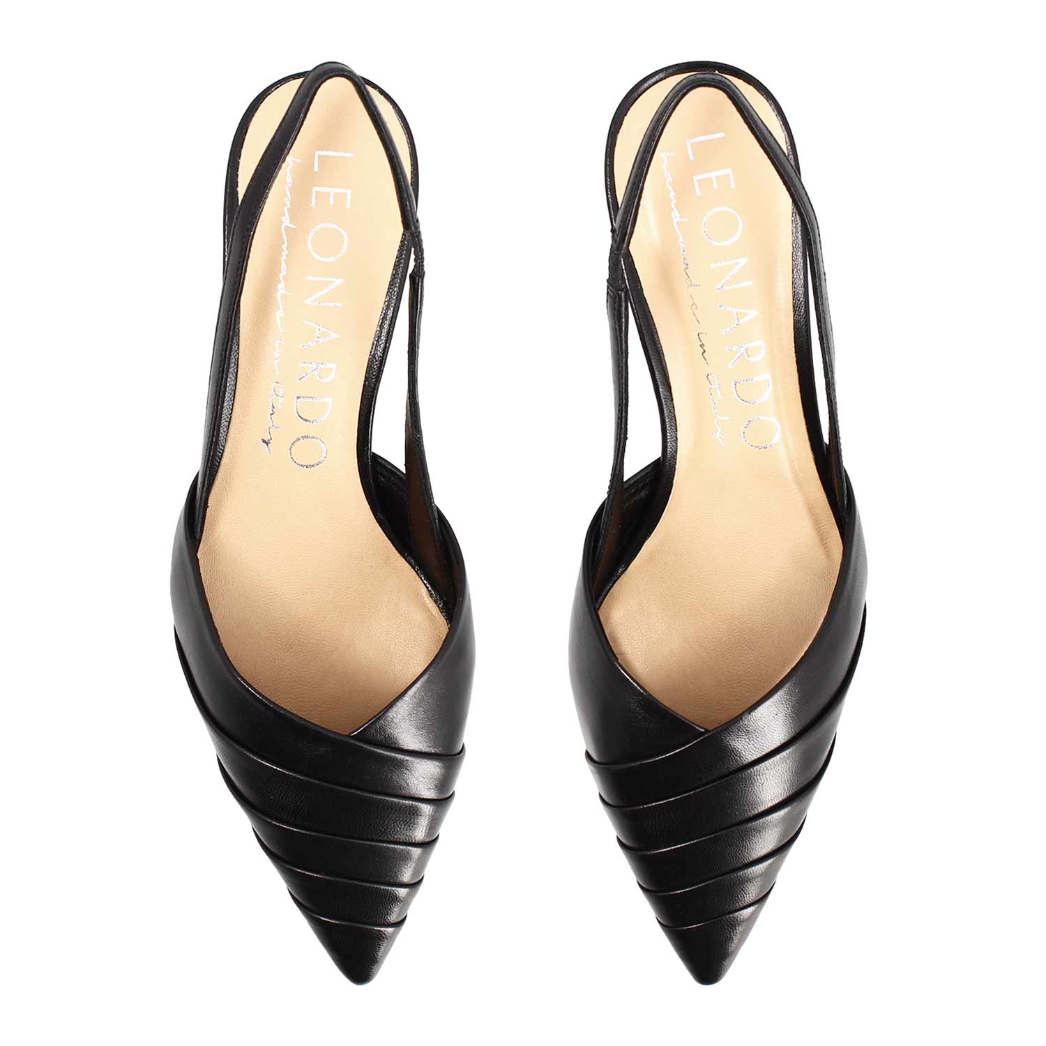 Leonardo Shoes Apollina Sandalo Slingback Nero Pelle