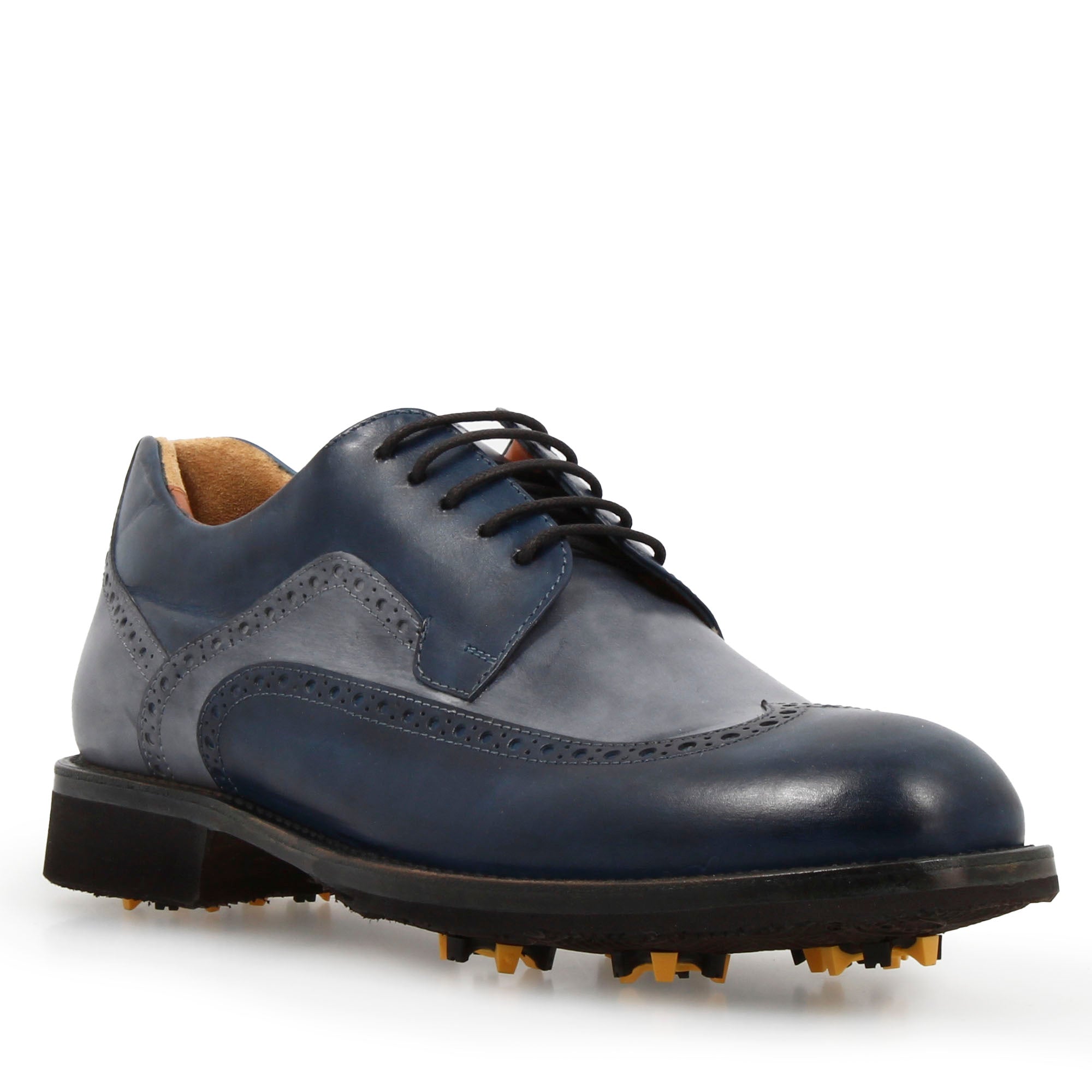 Leonardo Shoes Golf Scarpe da Golf Blu Pieno Fiore
