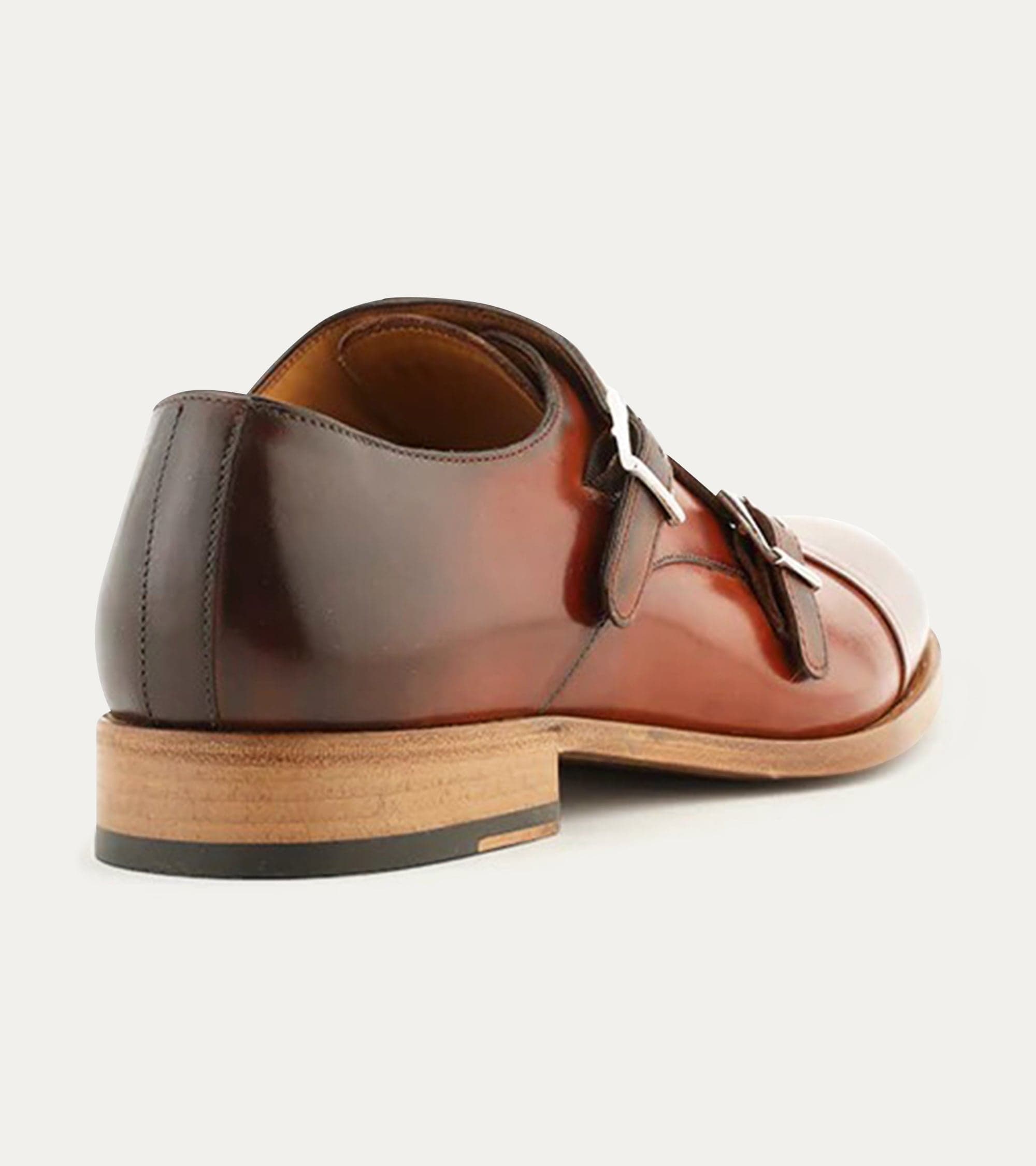 Ace Marks Theo monkstrap uomo pelle brandy doppia fibbia