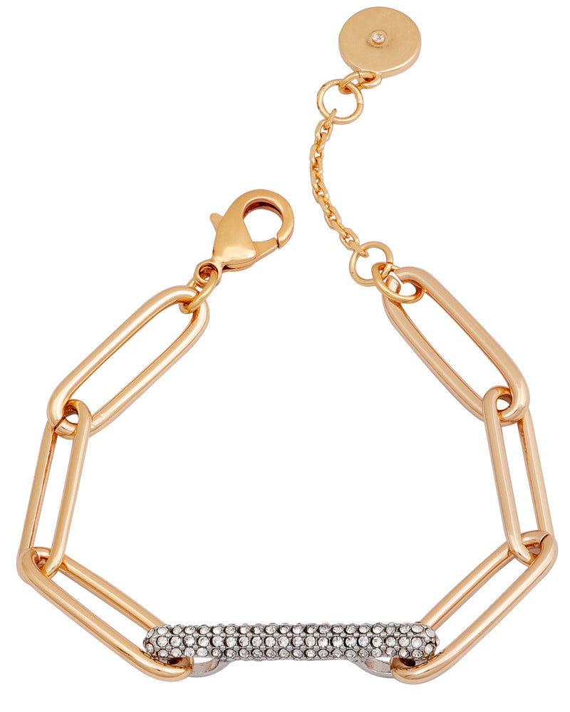 Vince Camuto bracciale catena oro barra cristalli