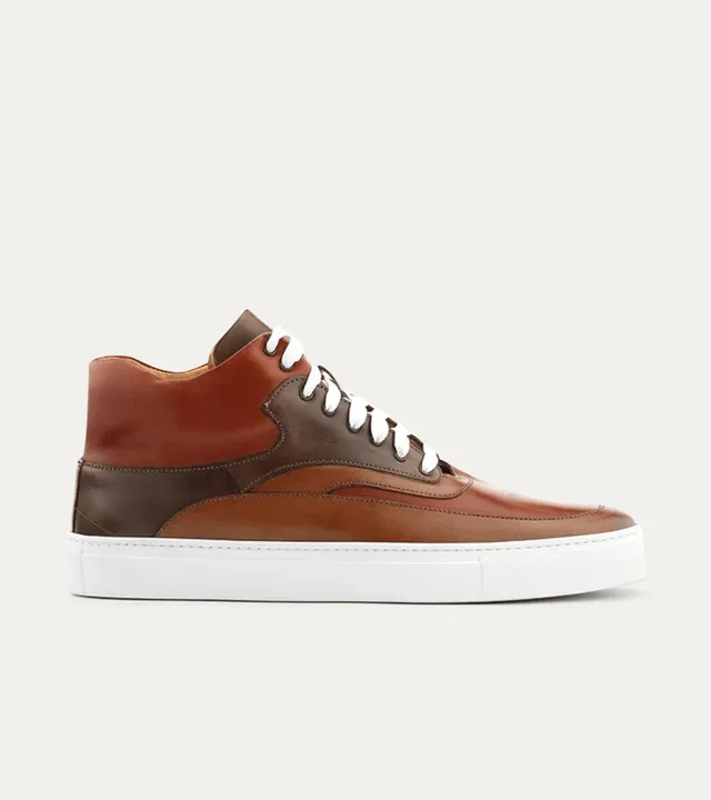 Ace Marks Maximo sneakers alte uomo pelle cuoio cognac