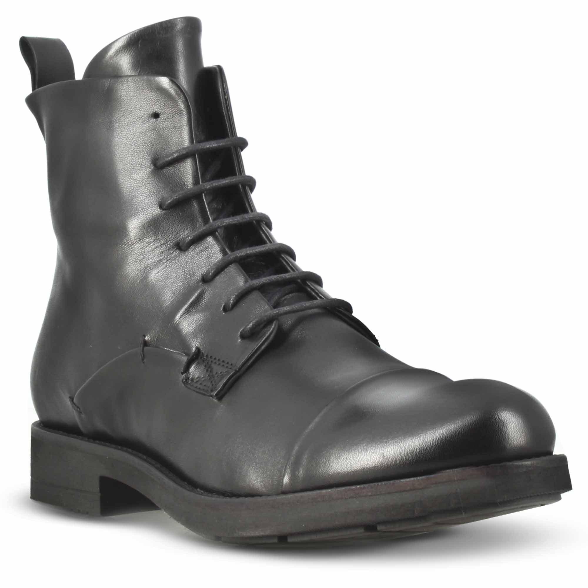 Leonardo Shoes Stivaletti Uomo Pelle Nero Vintage Caviglia