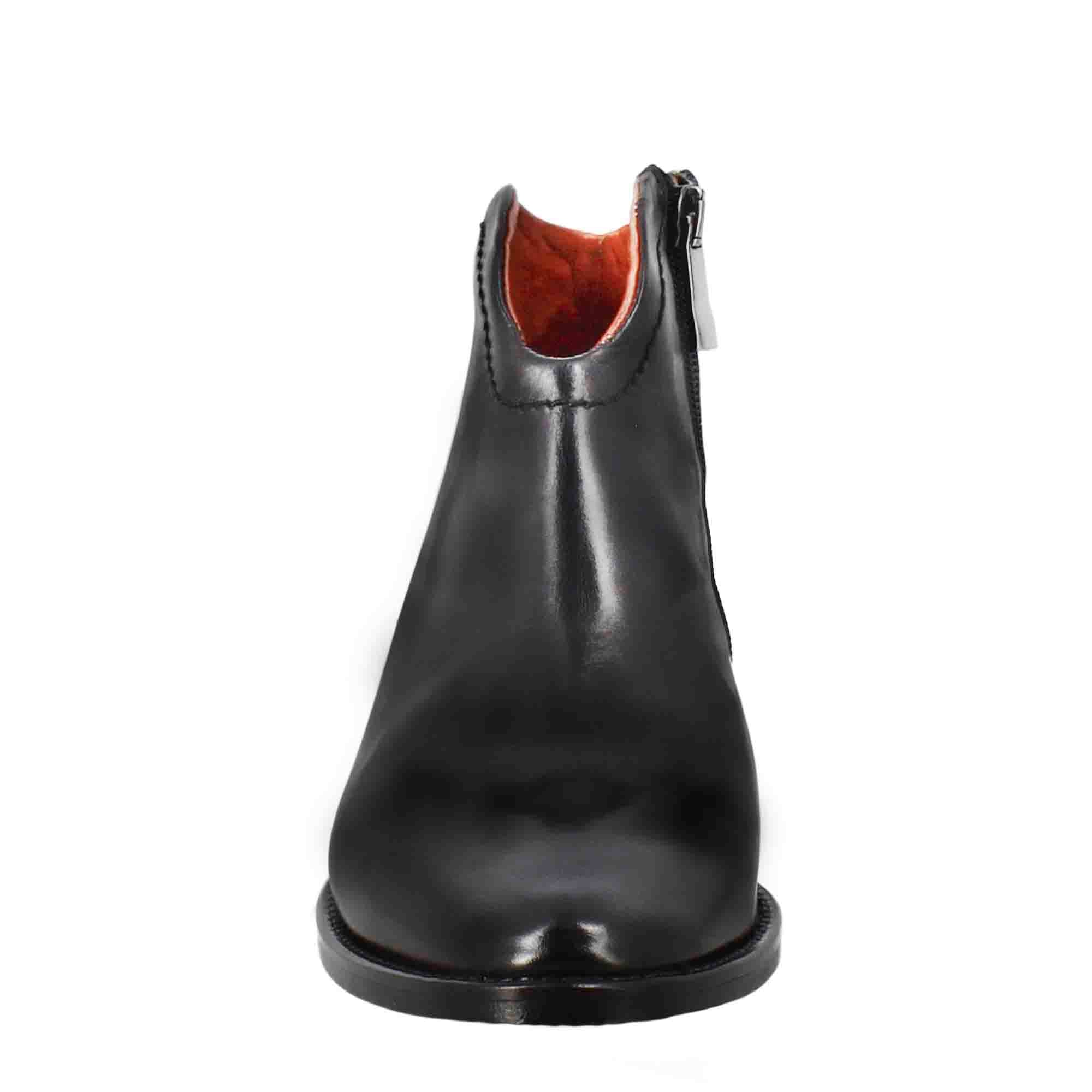 Leonardo Shoes stivali donna nero pelle cerniera tacco medio