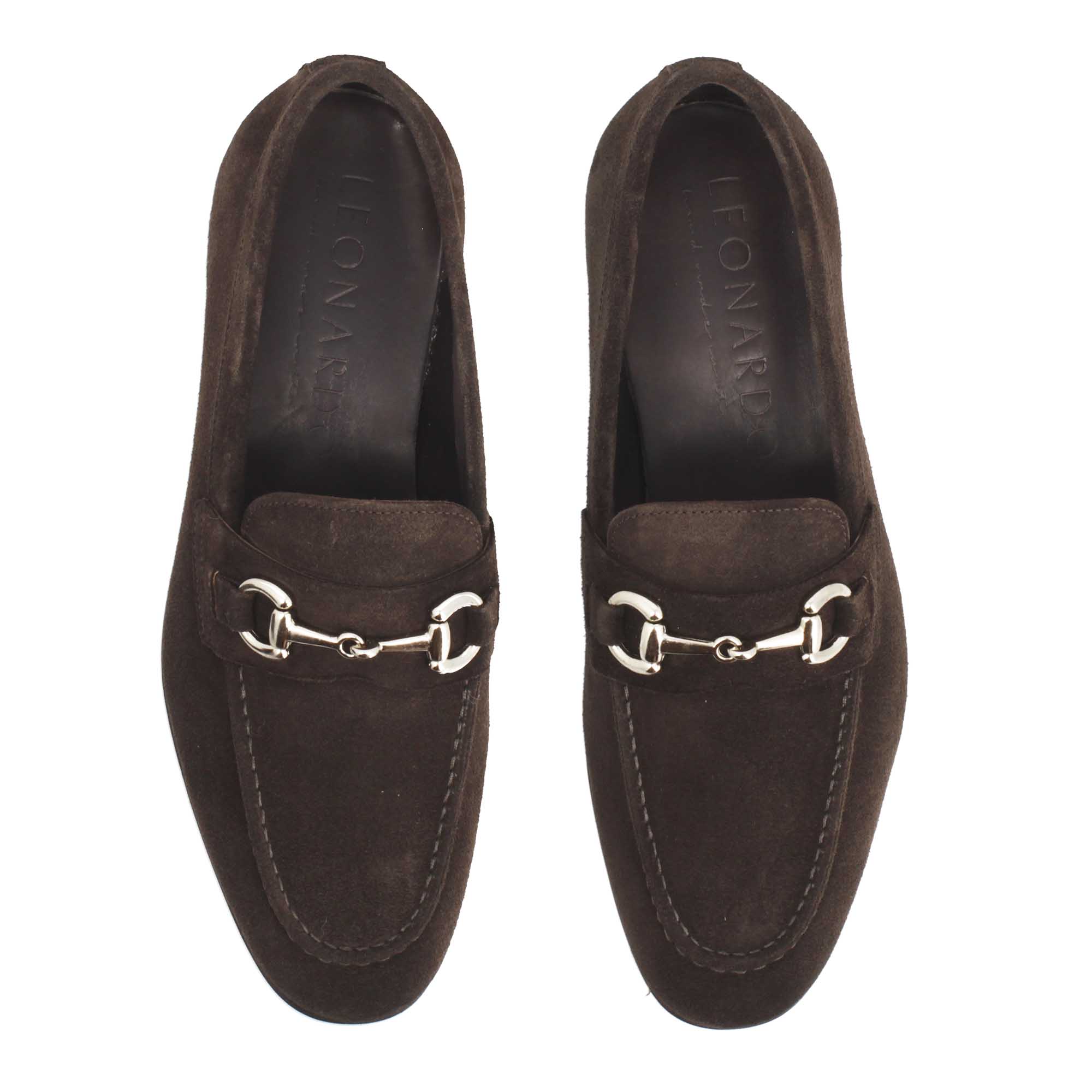 Leonardo Shoes Palatino C Mocassino Camoscio Marrone