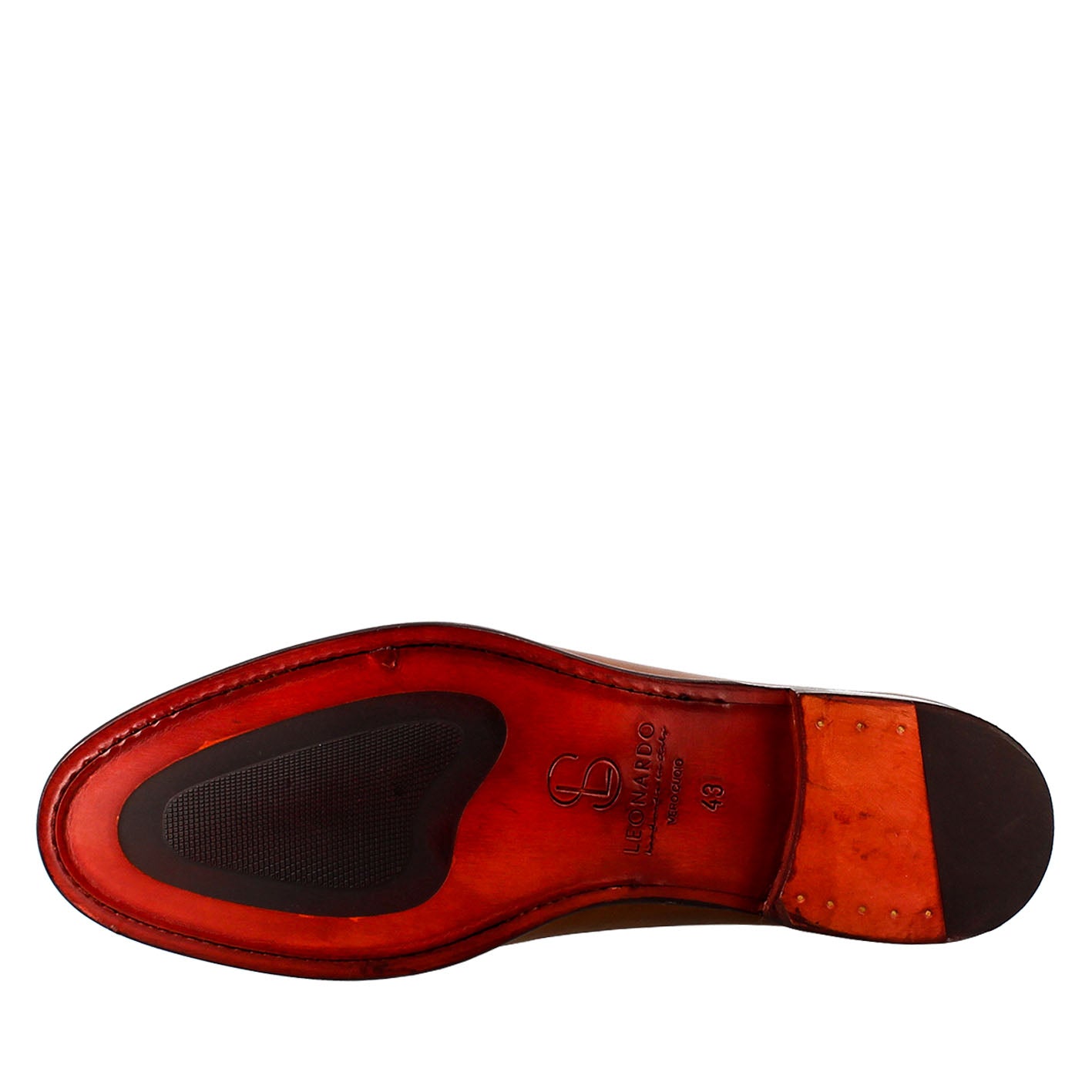 Leonardo Shoes Derby Marrone Francesine Uomo Pelle Liscia
