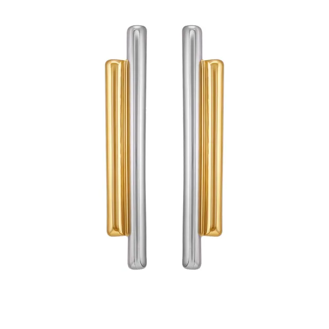 Vince Camuto Orecchini Lineari Due Toni Argento Oro
