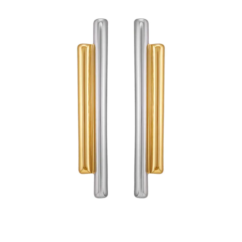 Vince Camuto Orecchini Lineari Due Toni Argento Oro
