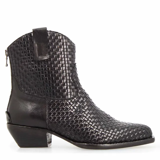 Leonardo Shoes Velvet Int stivaletti donna nero texano intrecciato