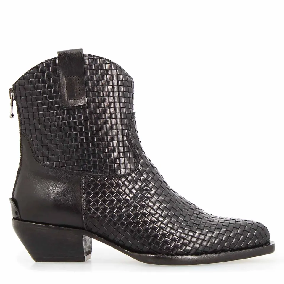 Leonardo Shoes Velvet Int stivaletti donna nero texano intrecciato