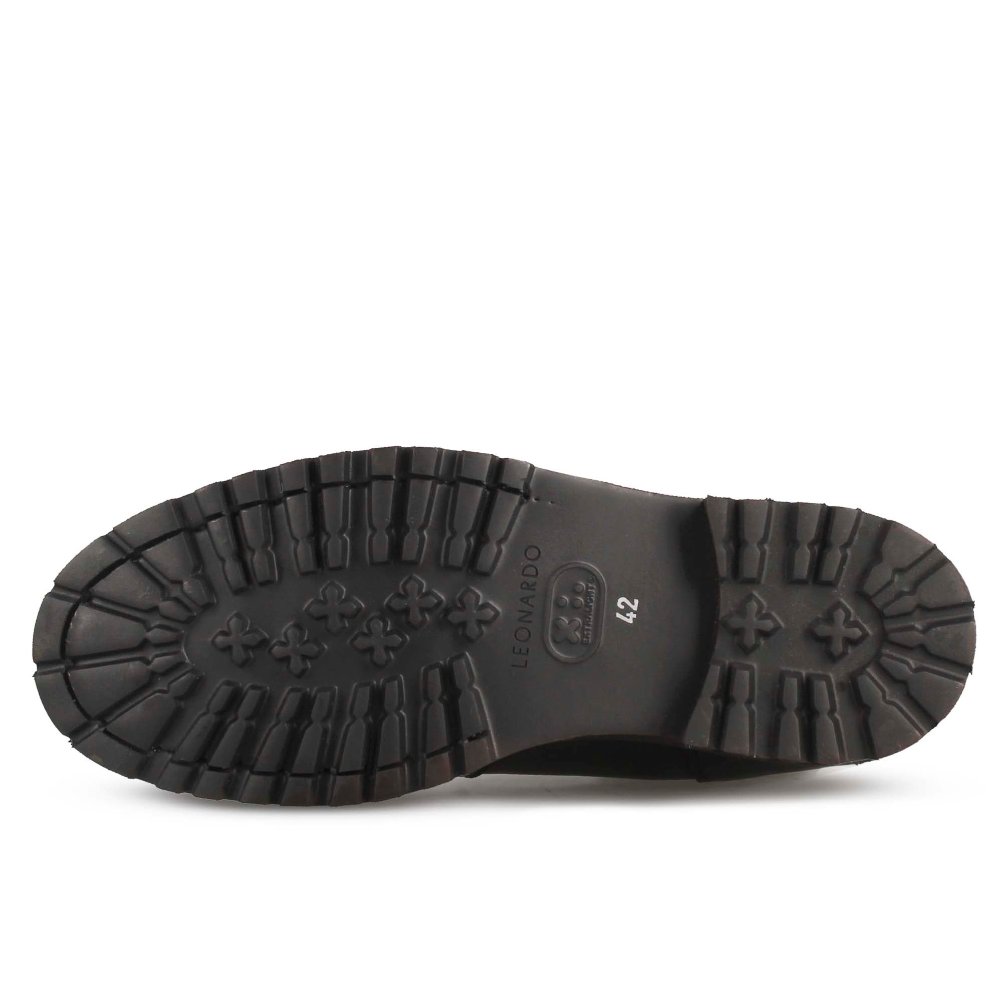 Leonardo Shoes anfibio uomo pelle marrone con lacci