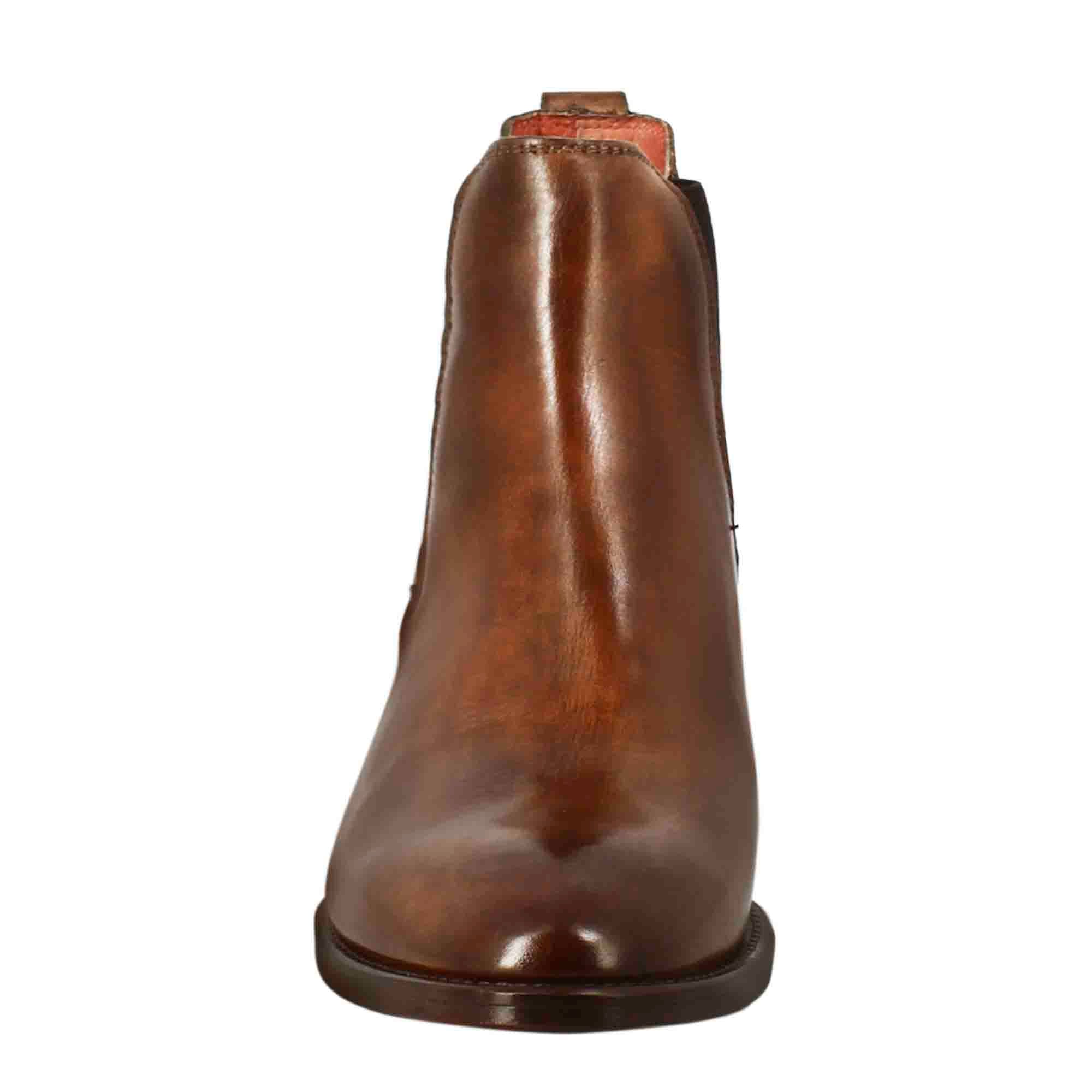 Leonardo Shoes Stivali Donna Chelsea Pelle Marrone Tacco Medio