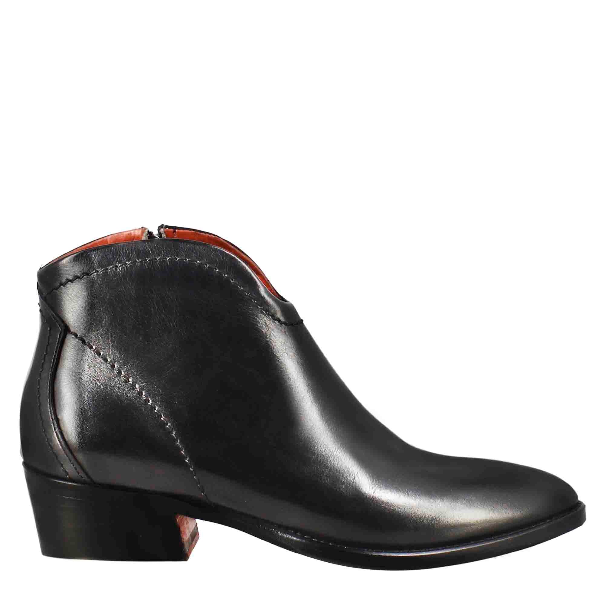 Leonardo Shoes stivali donna nero pelle cerniera tacco medio