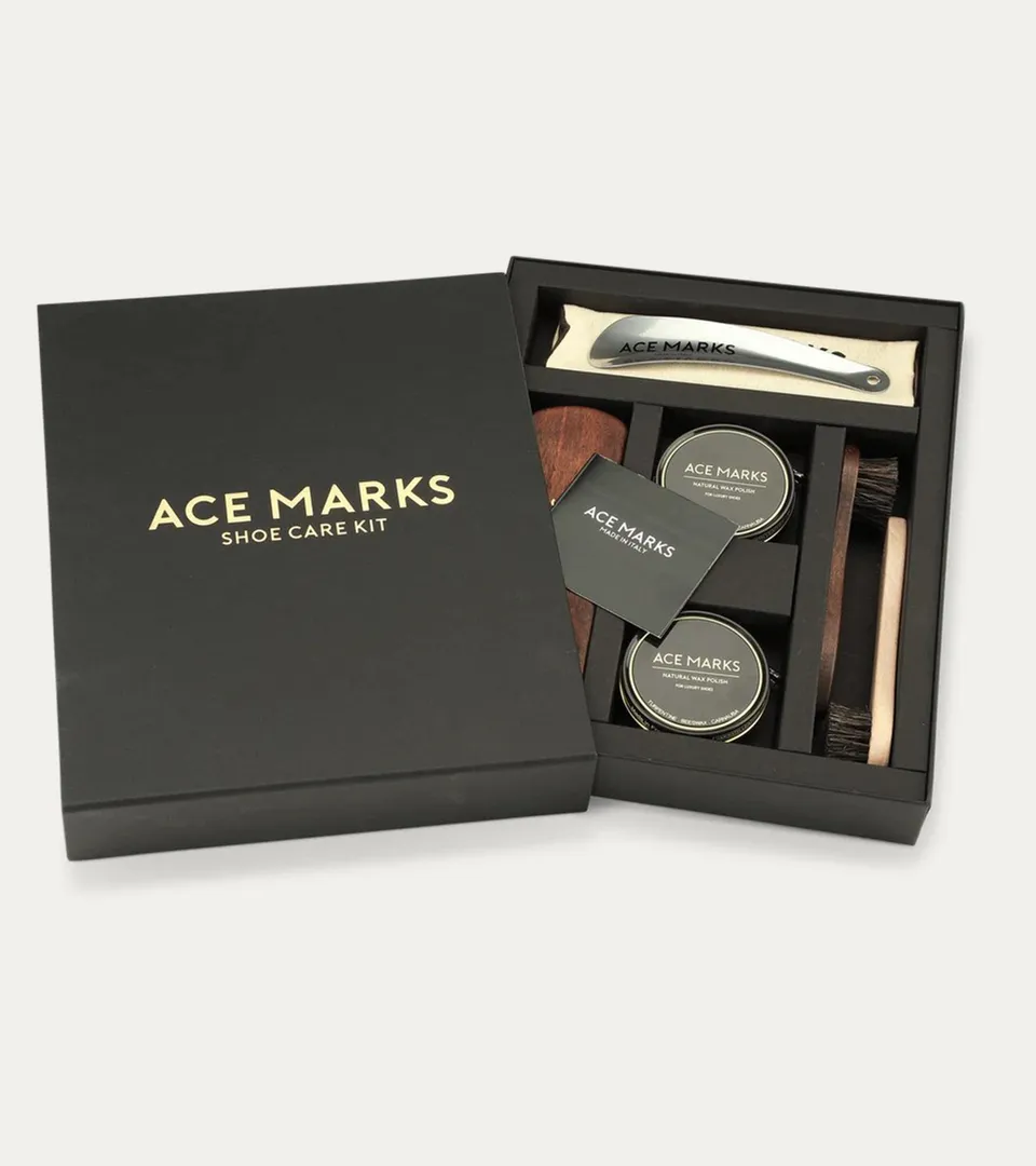 Ace Marks Shoe Care Kit cura scarpe pelle nero set completo