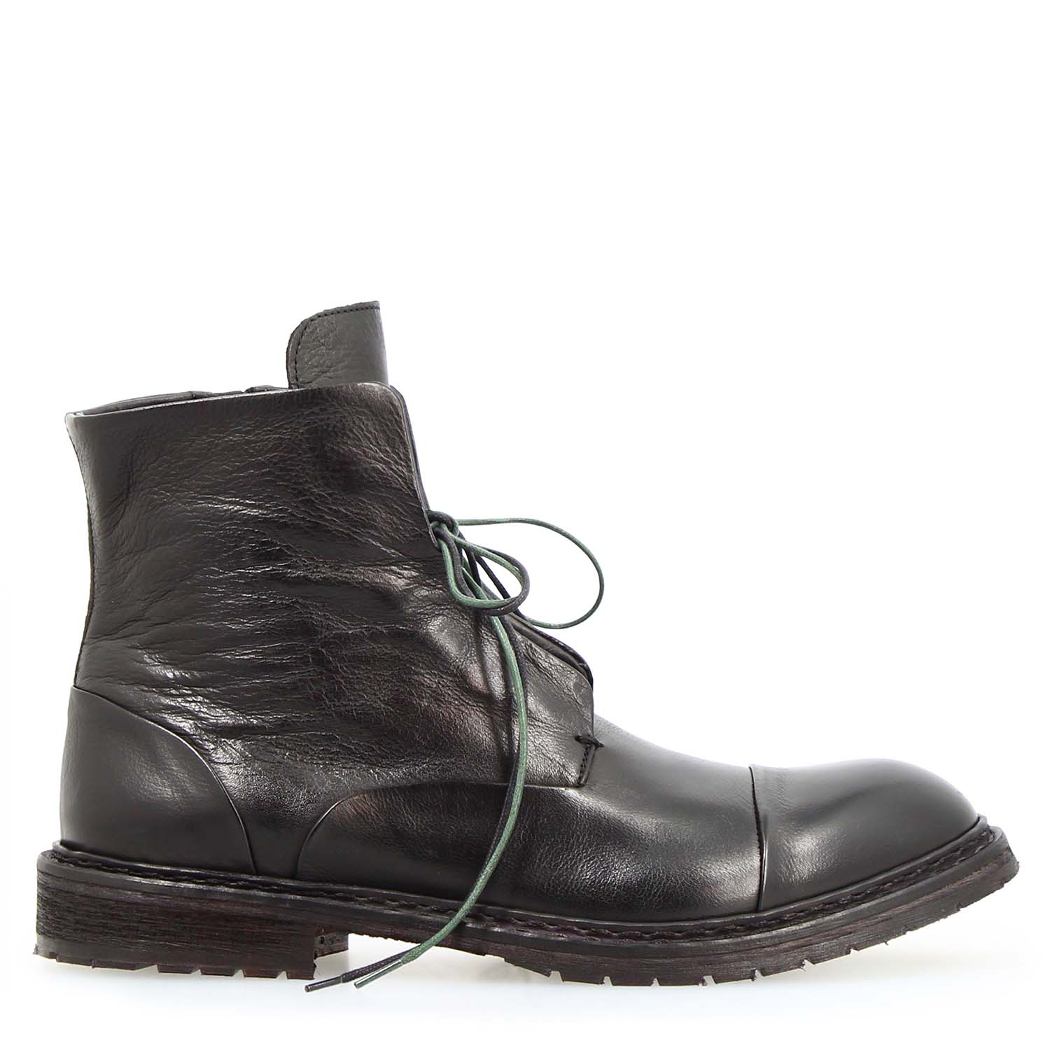 Leonardo Shoes Febo stivaletto uomo pelle nera zip