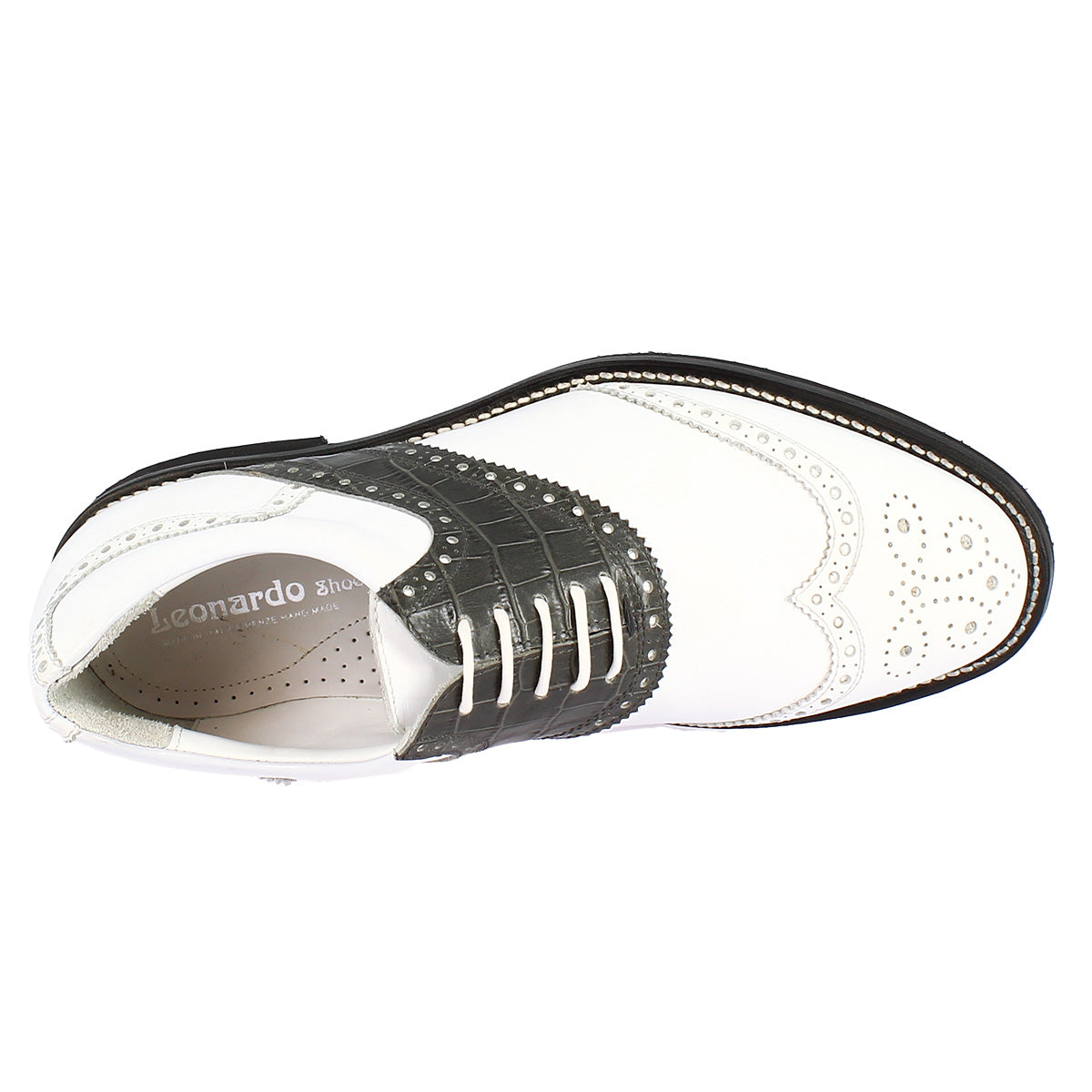 Leonardo Shoes Golf Calzature scarpe da golf grigio pelle bicolore