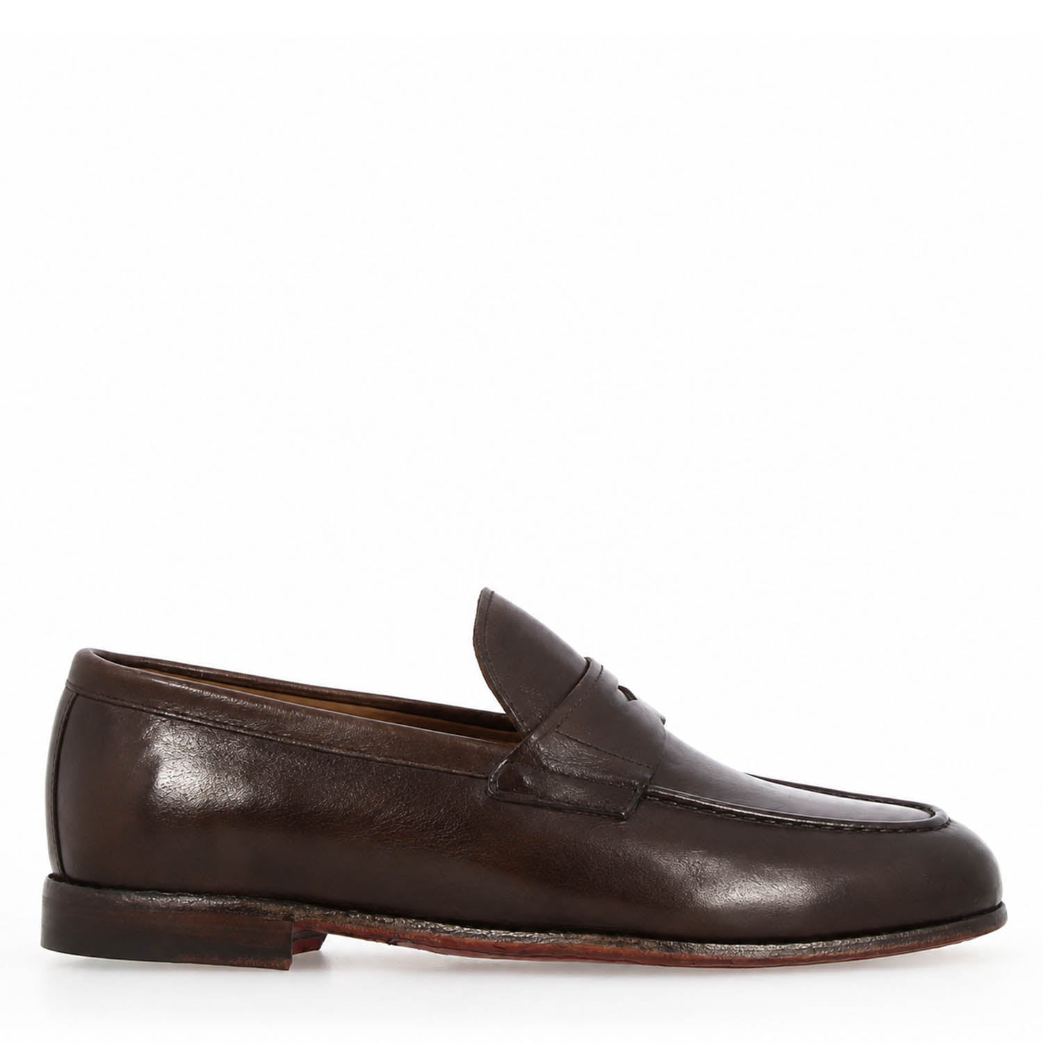 Leonardo Shoes Navona Buf Mocassino Pelle Marrone Scuro