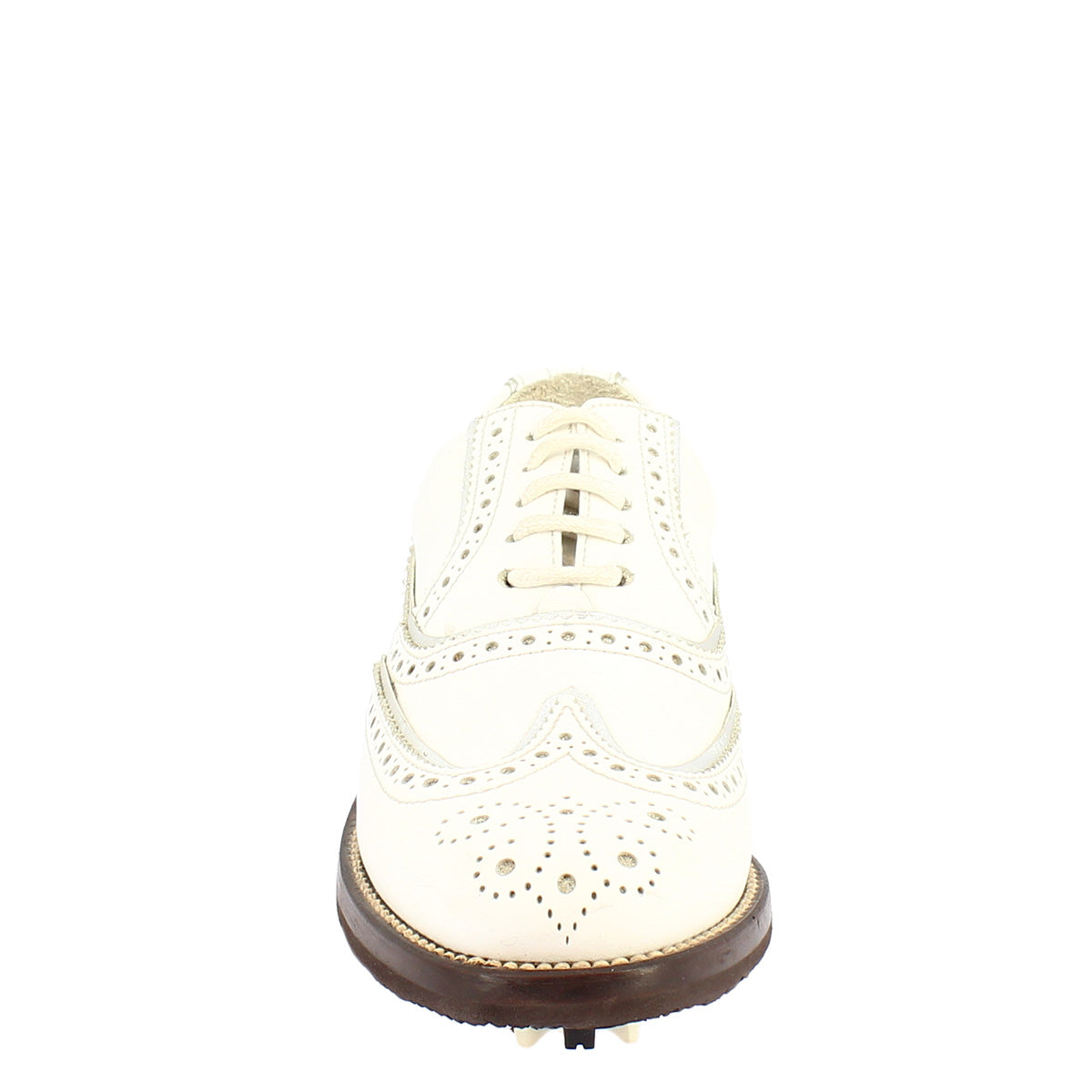 Leonardo Shoes Golf Scarpe da Golf Bianco Pelle Impermeabili