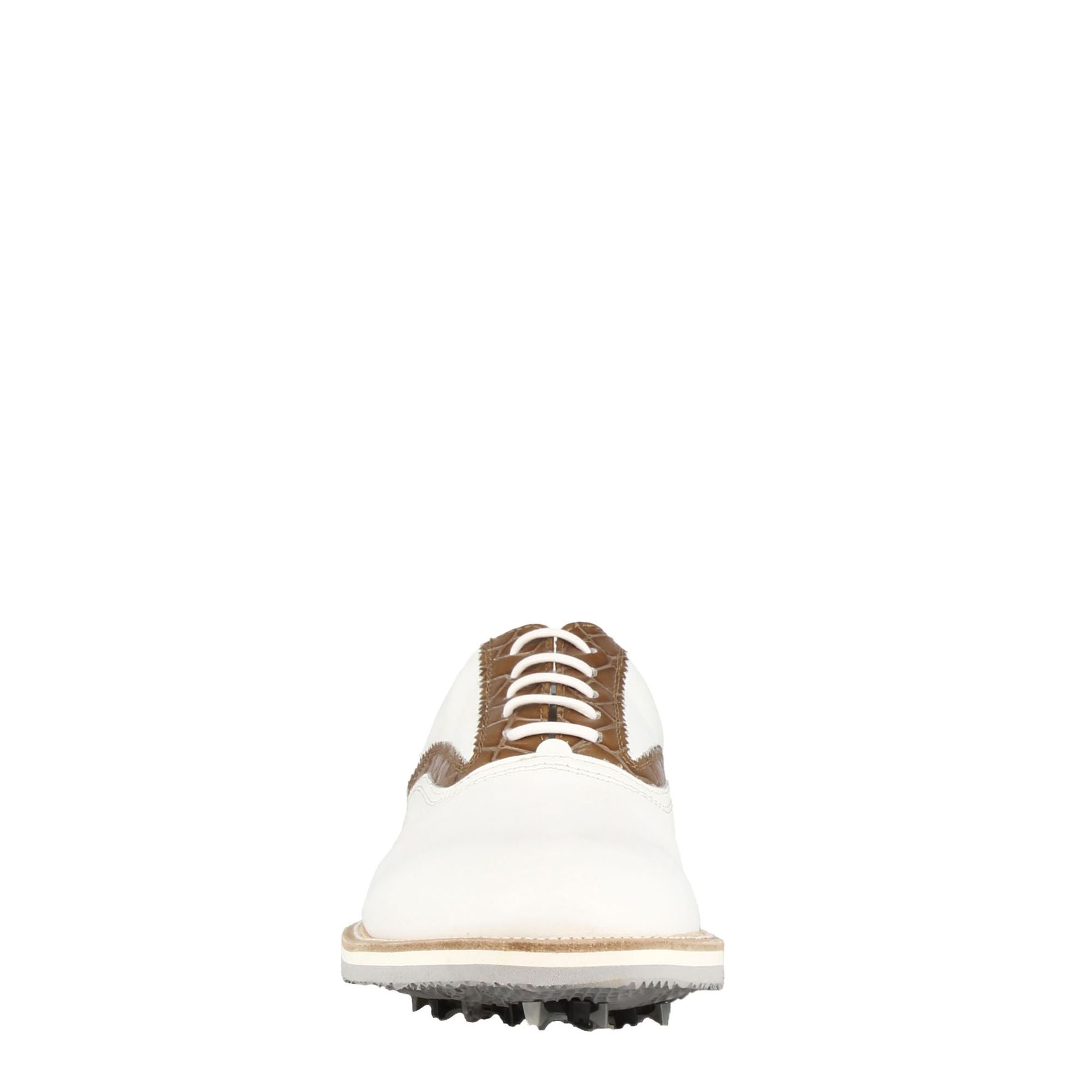 Leonardo Shoes Golf scarpe da golf bianco marrone pelle tacchetti
