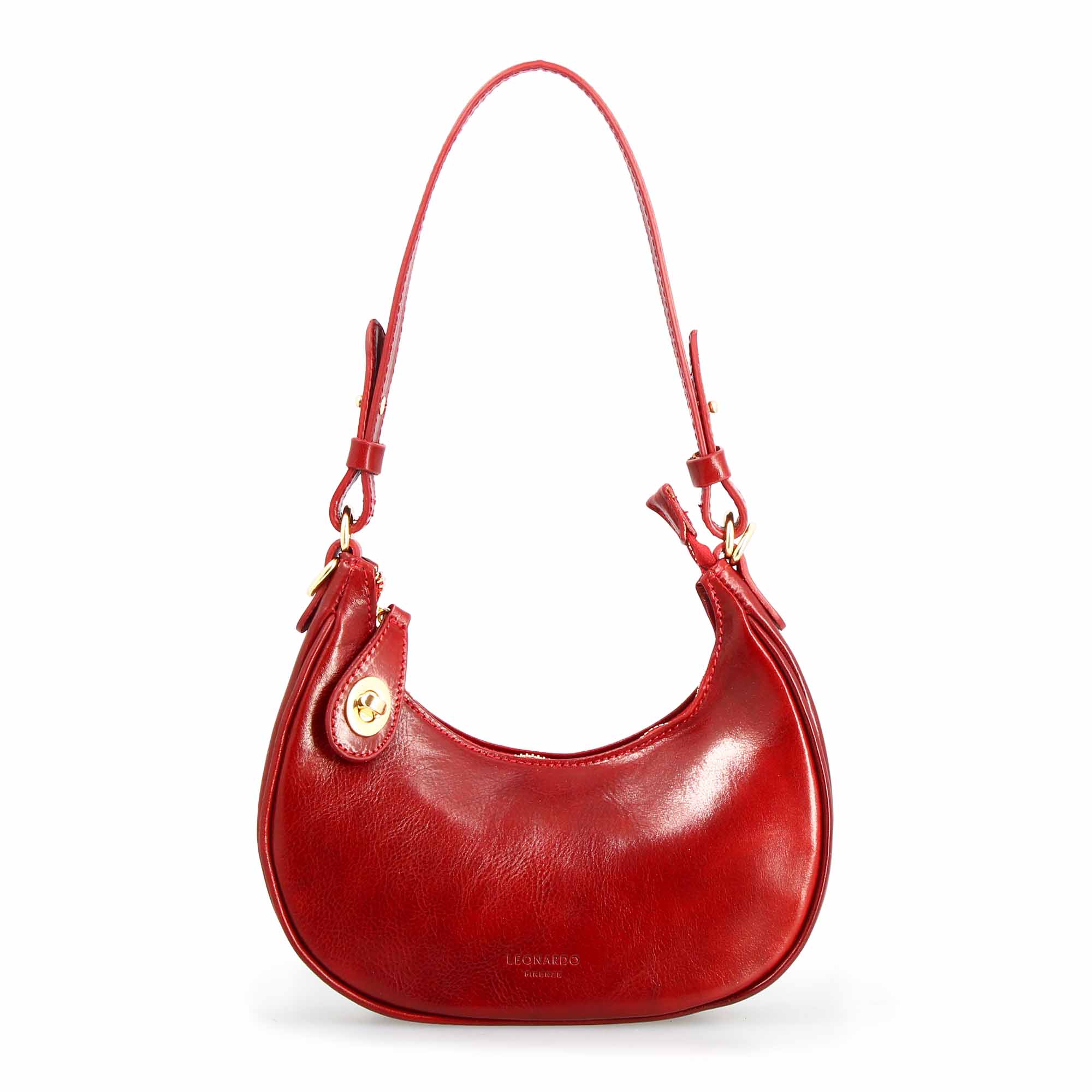 Leonardo Shoes Jane borsa pelle rossa doppia chiusura