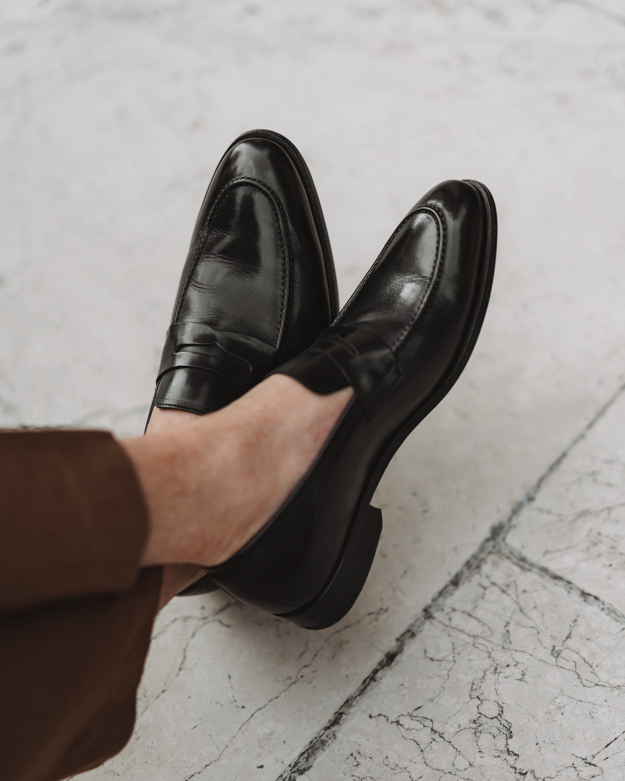 Ace Marks Greg Penny Loafer mocassini uomo neri pelle