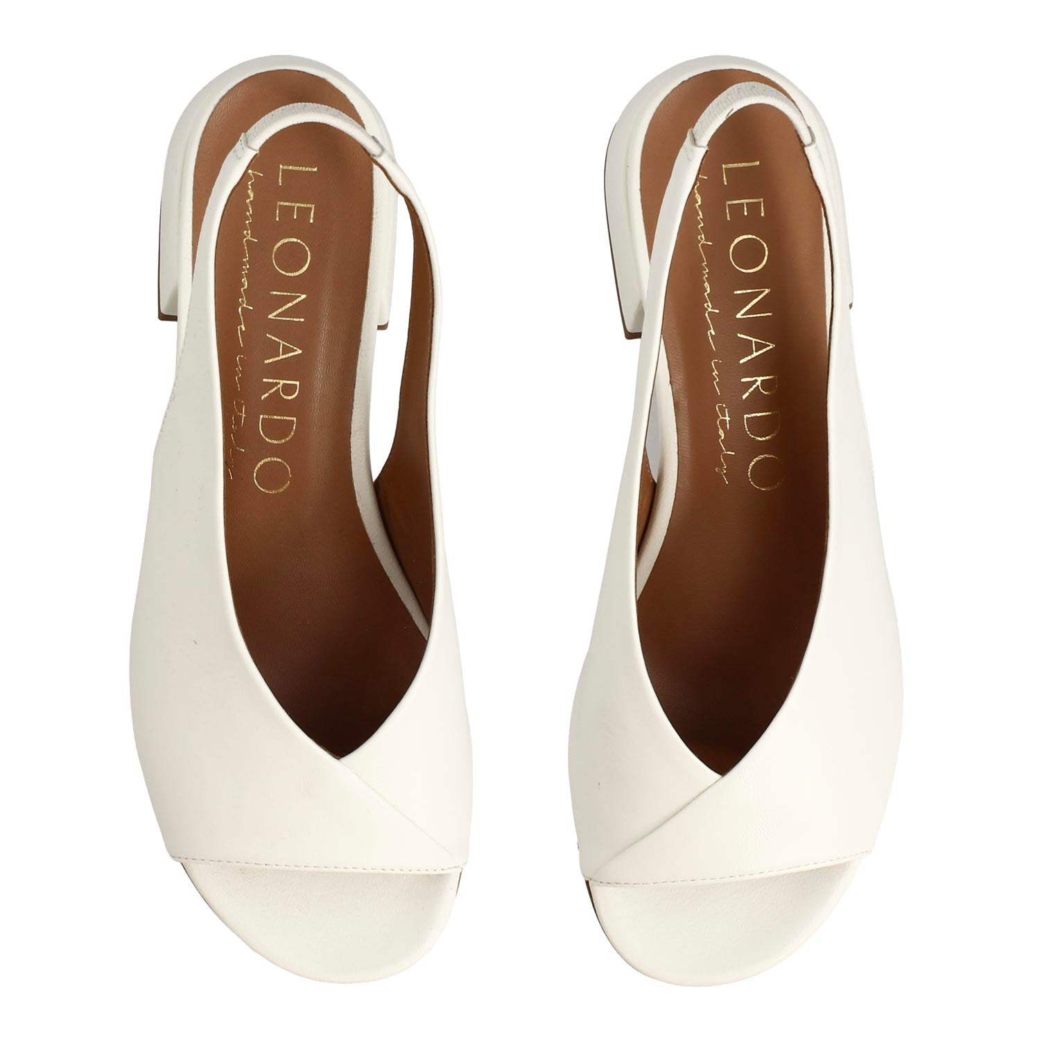 Leonardo Shoes Elettra Bianco Sandali Donna Pelle Tacco 5 cm