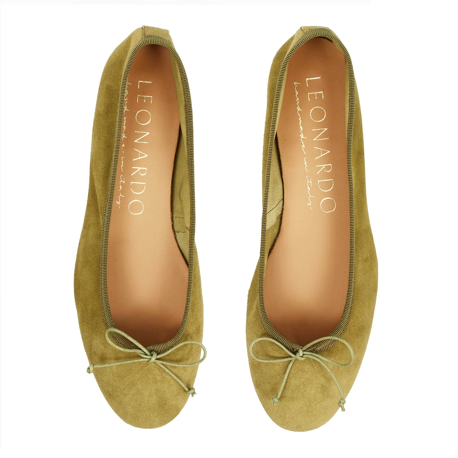 Leonardo Shoes Fiocco ballerine donna camoscio verde