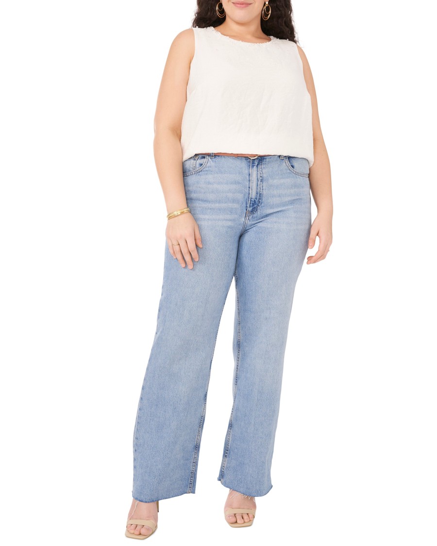 Vince Camuto Camicetta Smanicata Perline Scollo a V
