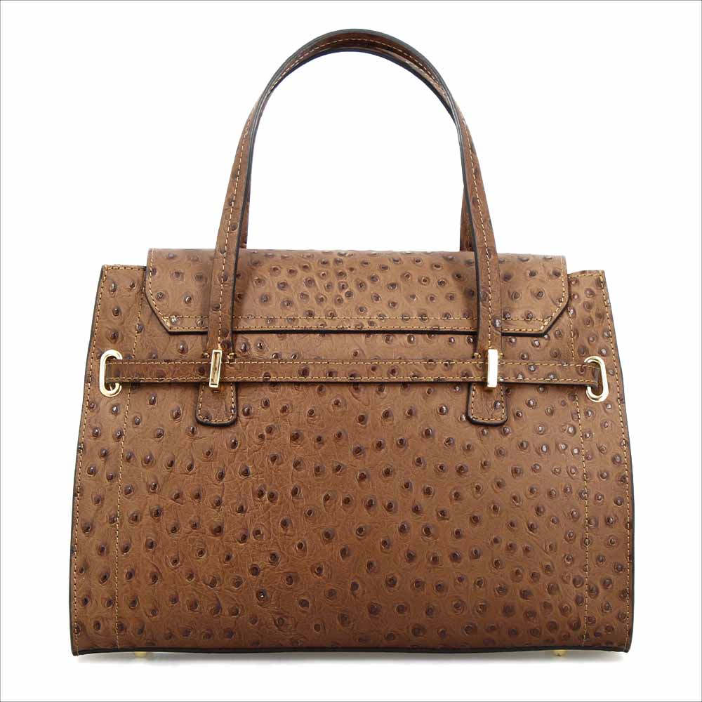 Leonardo Shoes Rosetta Marrone Borsa Donna Stampa Struzzo