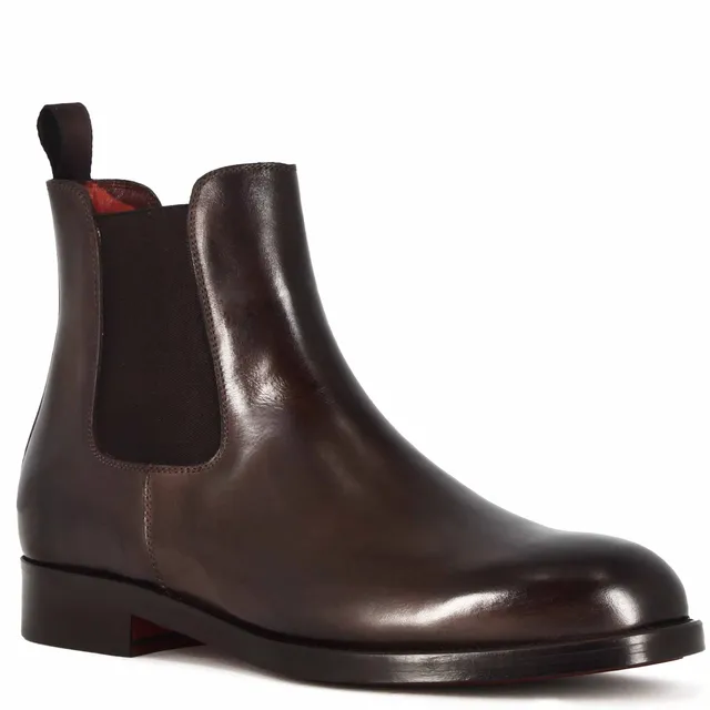 Leonardo Shoes chelsea stivaletti uomo marrone scuro
