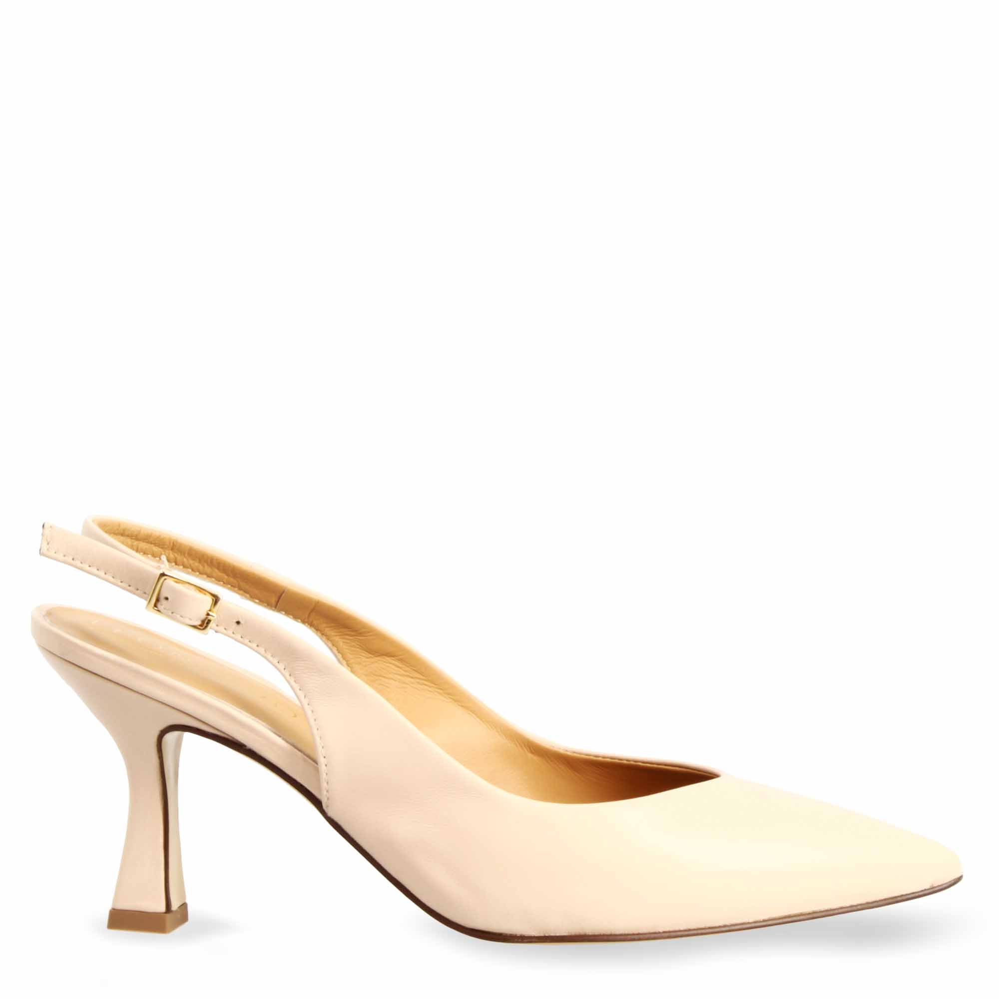 Leonardo Shoes Slingback donna pelle beige punta tacco alto
