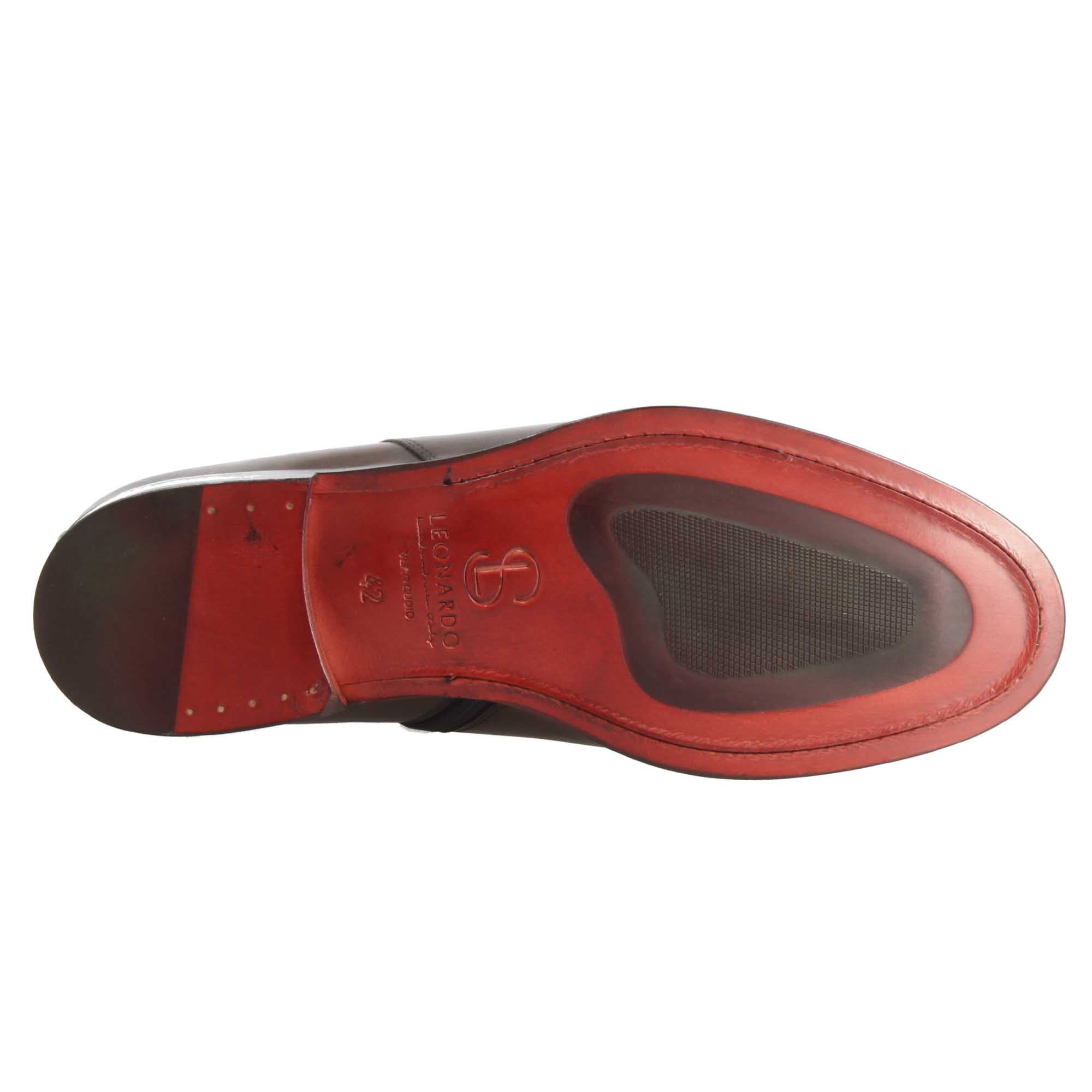 Leonardo Shoes Stivaletti Uomo Pelle Marrone Scuro Cerniera