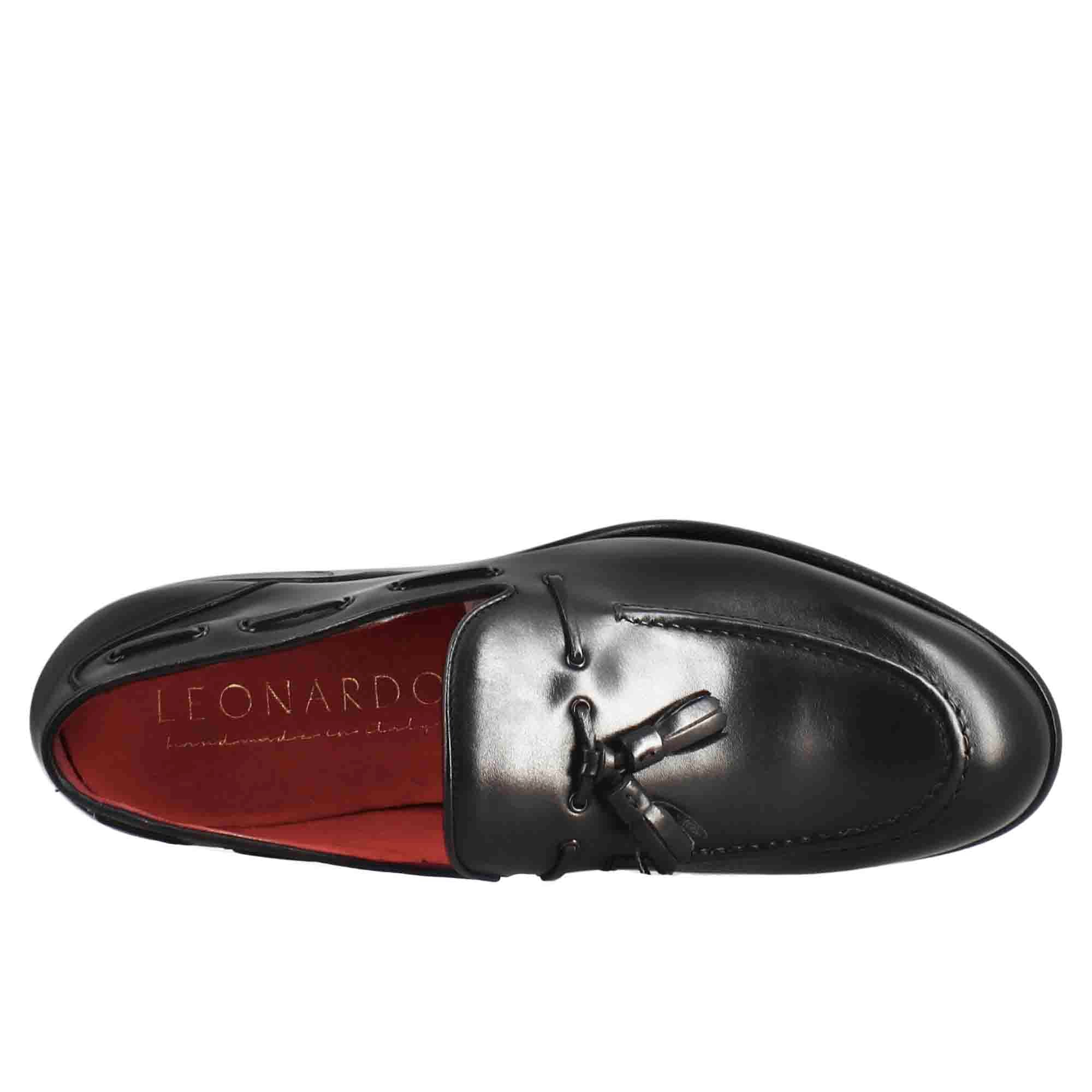Leonardo Shoes mocassino nappine pelle nero